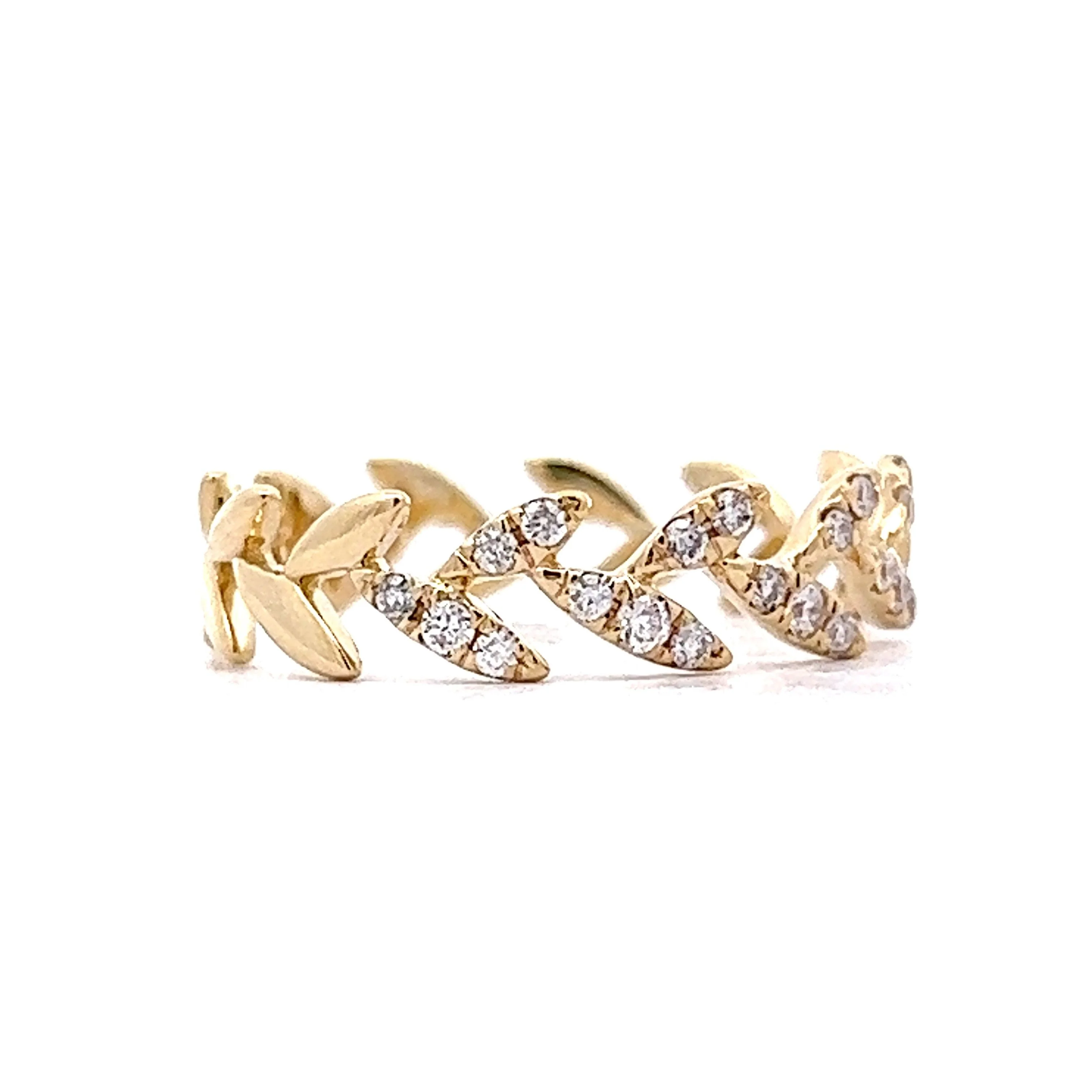 Diamond Vine Stacking Ring in 14k Yellow Gold - Image 3