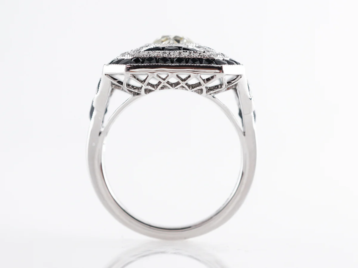 Diamond w/Onyx Cocktail Ring in Platinum - Image 5