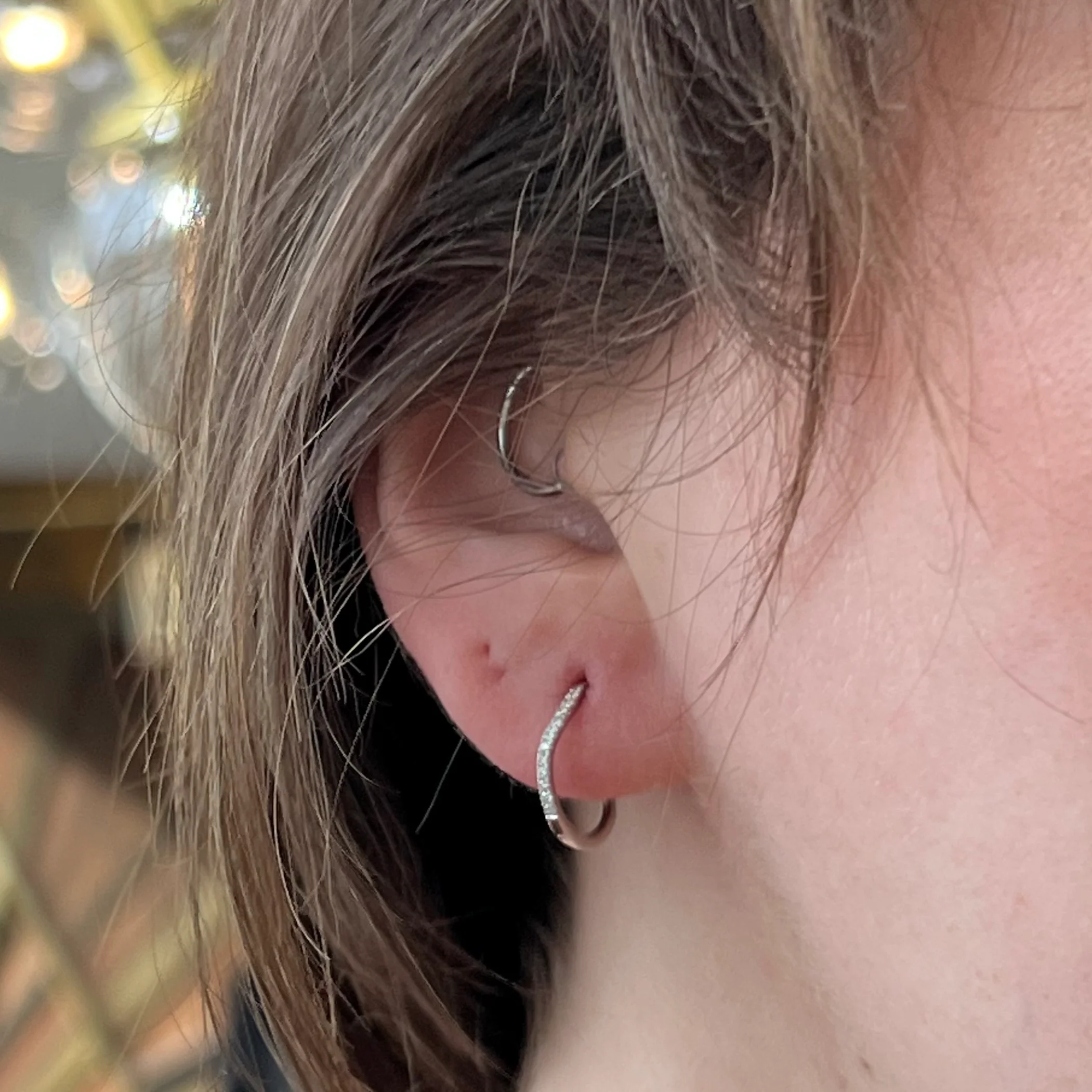 Diamond Wave Hoop Earrings in 14k White Gold - Image 4