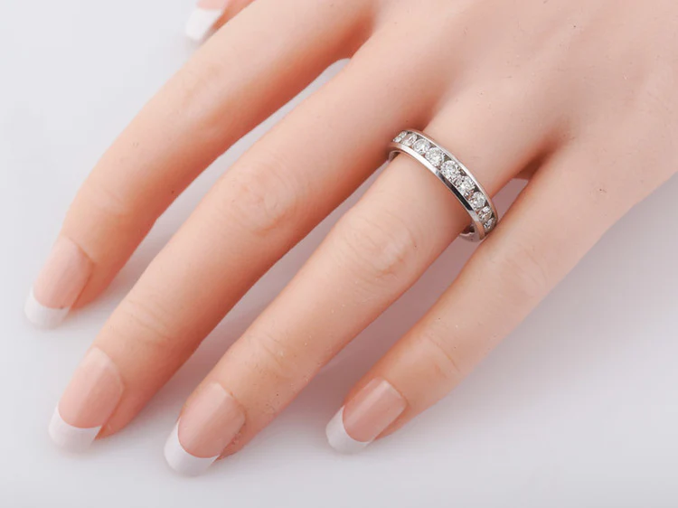 Diamond Wedding Band Modern 1.10 cttw Leo Cut Diamonds in 14k White Gold - Image 6