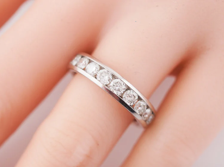 Diamond Wedding Band Modern 1.10 cttw Leo Cut Diamonds in 14k White Gold - Image 8