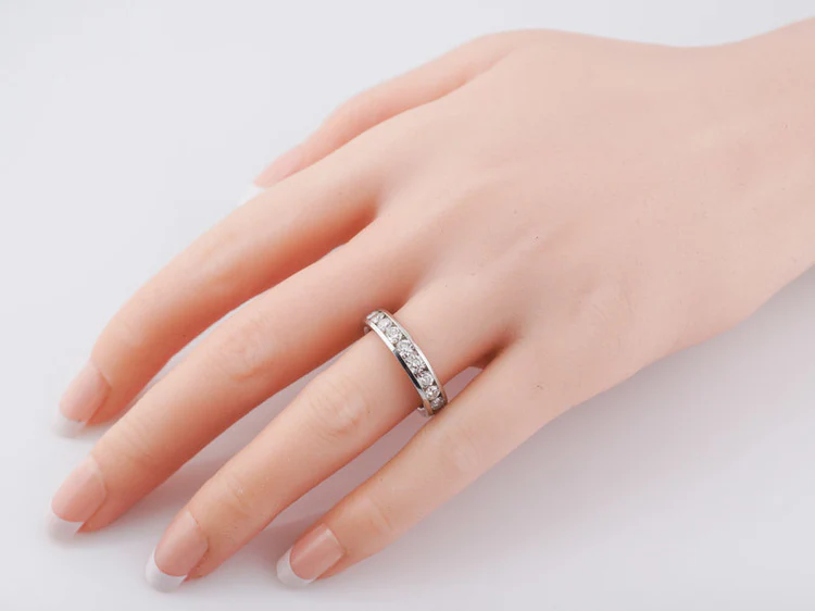 Diamond Wedding Band Modern 1.10 cttw Leo Cut Diamonds in 14k White Gold - Image 9