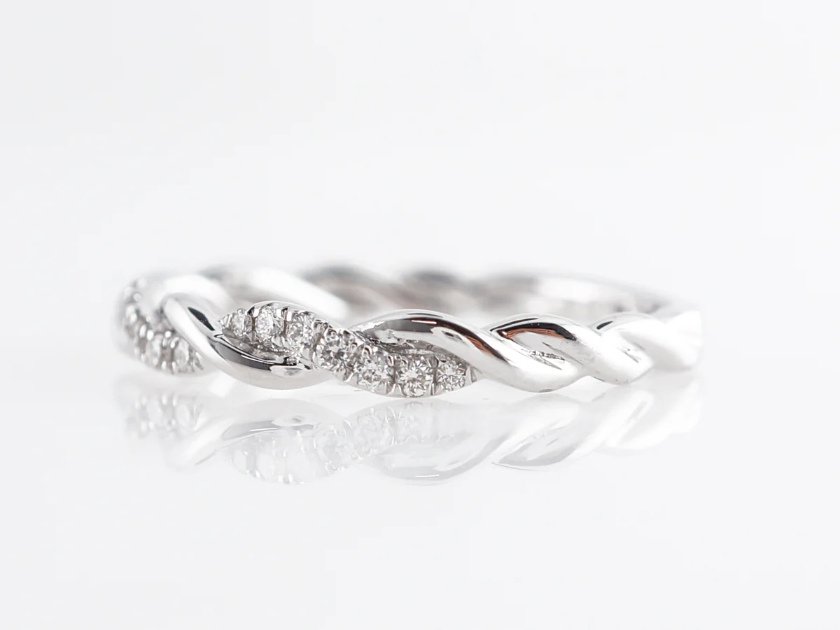 Diamond Wedding Band Twist 14k White Gold - Image 2