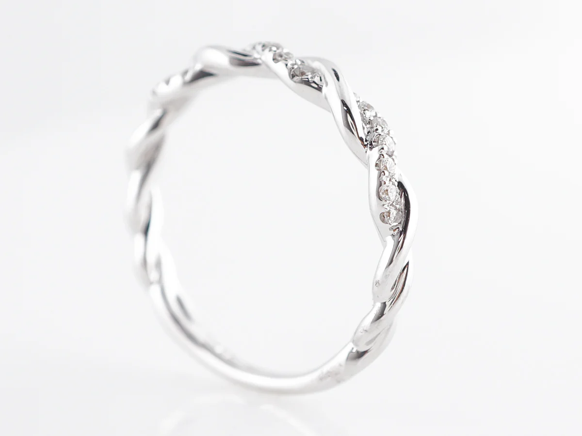 Diamond Wedding Band Twist 14k White Gold - Image 5