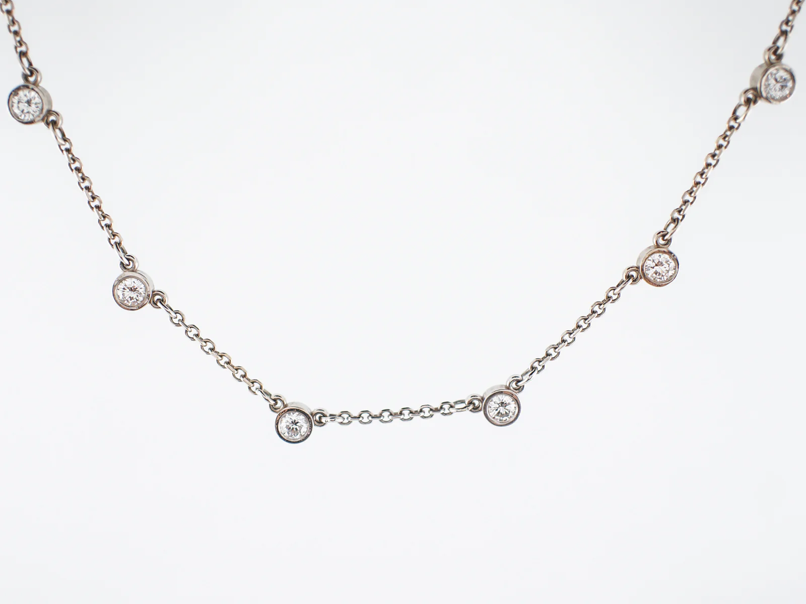 Modern Diamond Necklace 1.90 Round Brilliant Cut Diamonds in 14k White Gold - Image 2