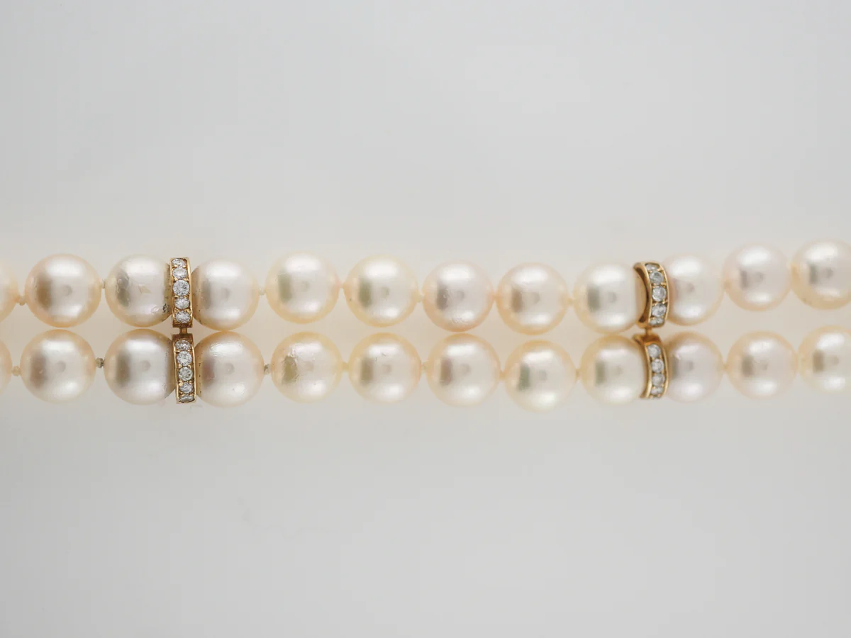 Diamonds & Pearl Cuff Bracelet in 14k Yellow Gold - Image 4