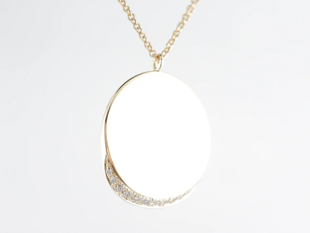 Disc Pendant w/ Diamonds in 18k Yellow Gold - Image 3
