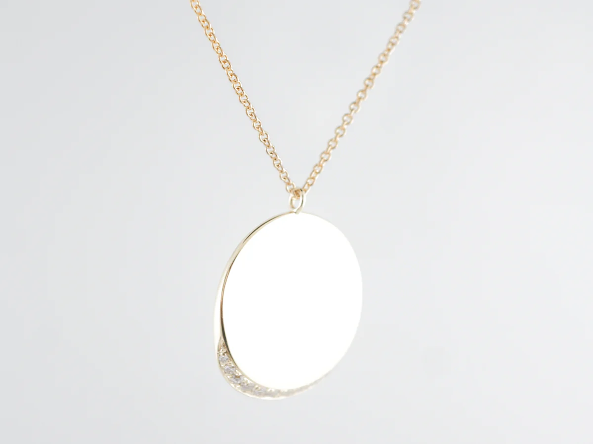 Disc Pendant w/ Diamonds in 18k Yellow Gold - Image 4
