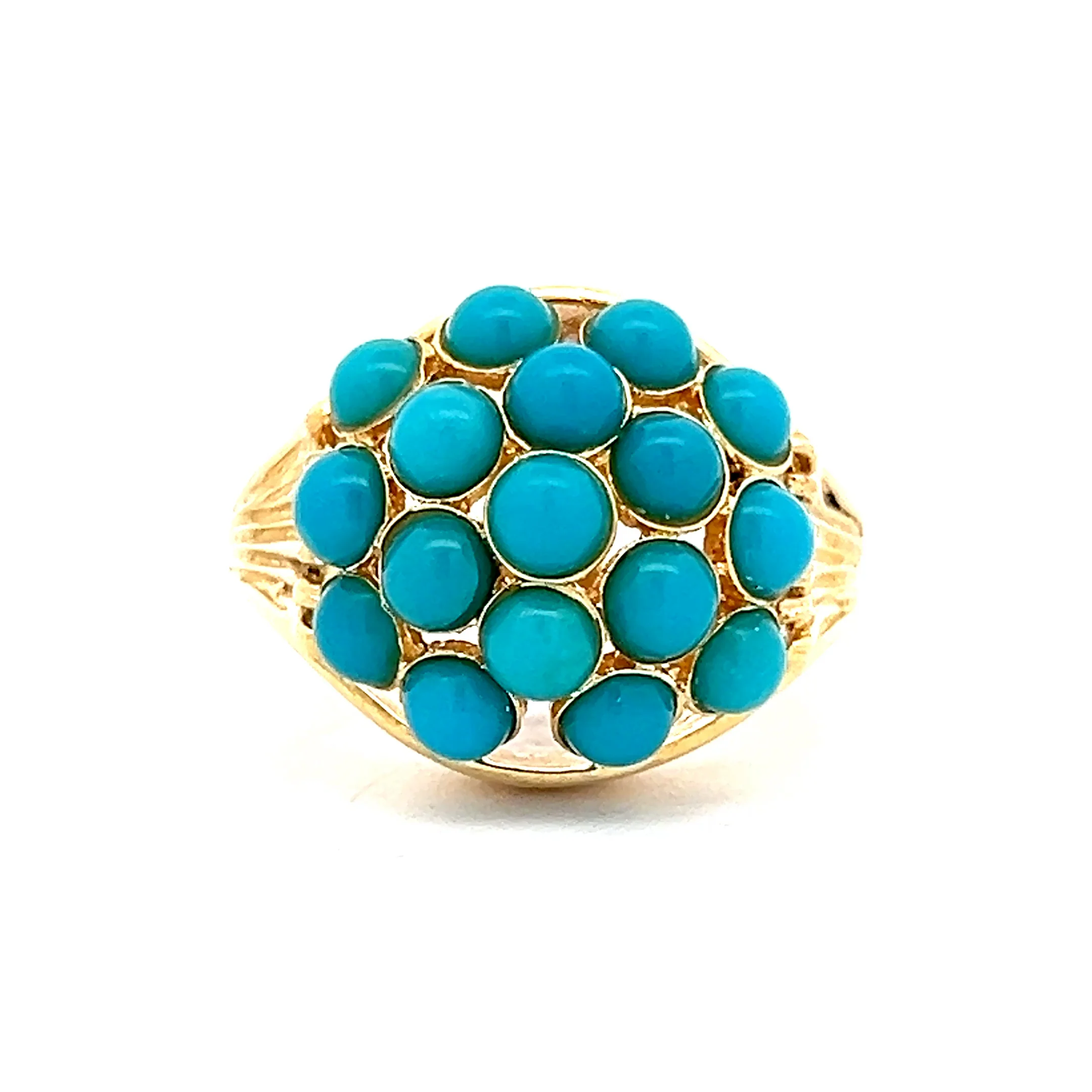 Dome Style Cabochon Turquoise Cocktail Ring in 18k