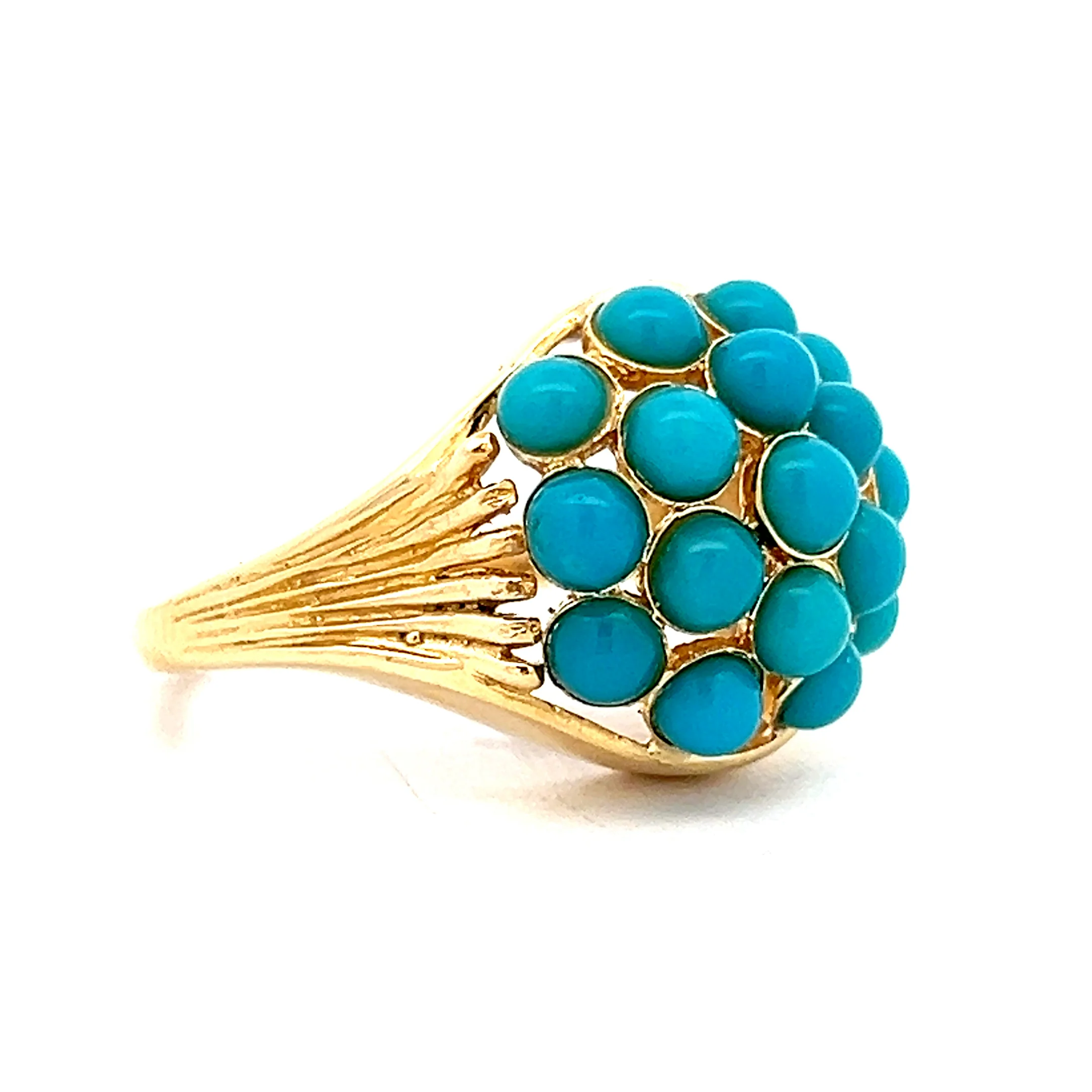 Dome Style Cabochon Turquoise Cocktail Ring in 18k - Image 3