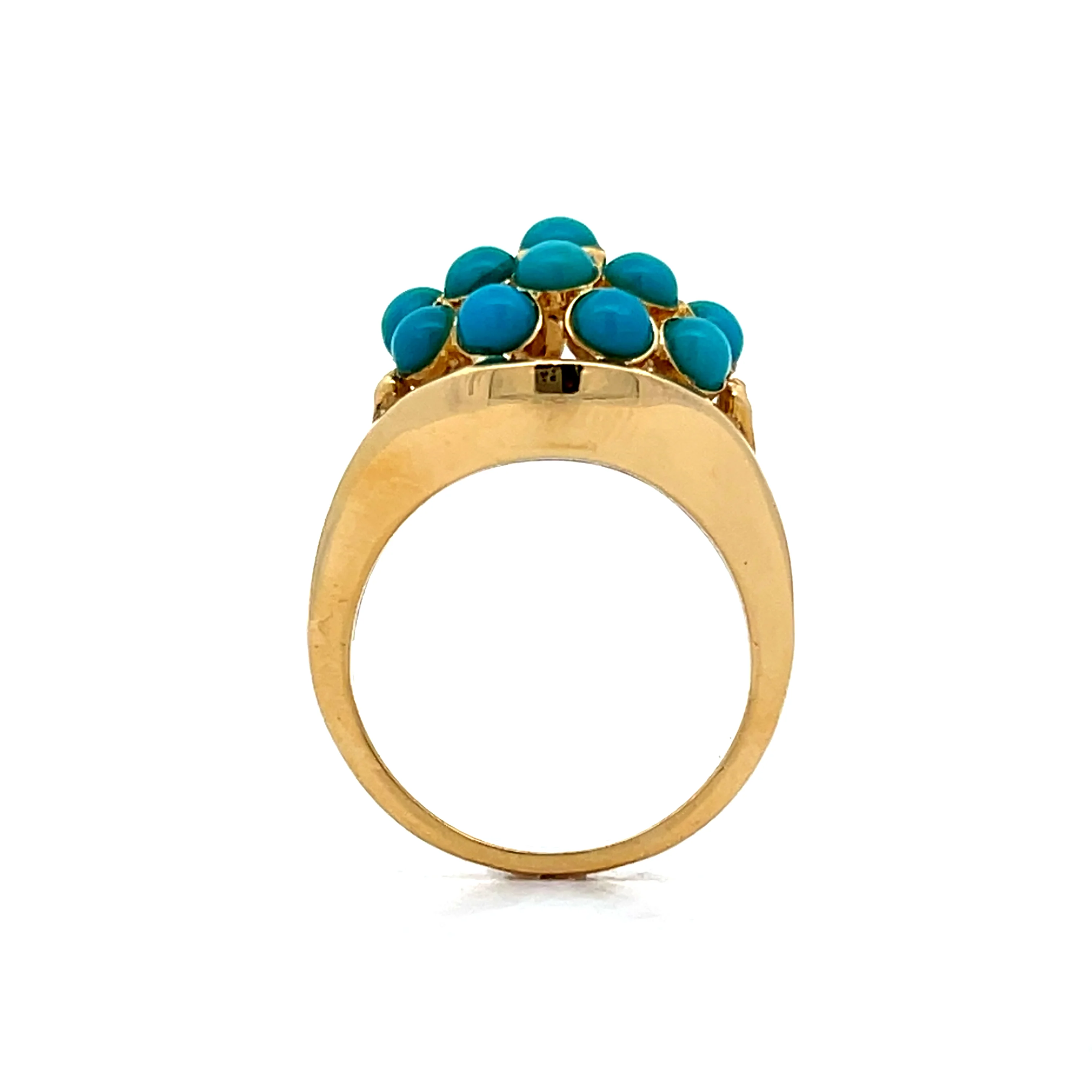 Dome Style Cabochon Turquoise Cocktail Ring in 18k - Image 4