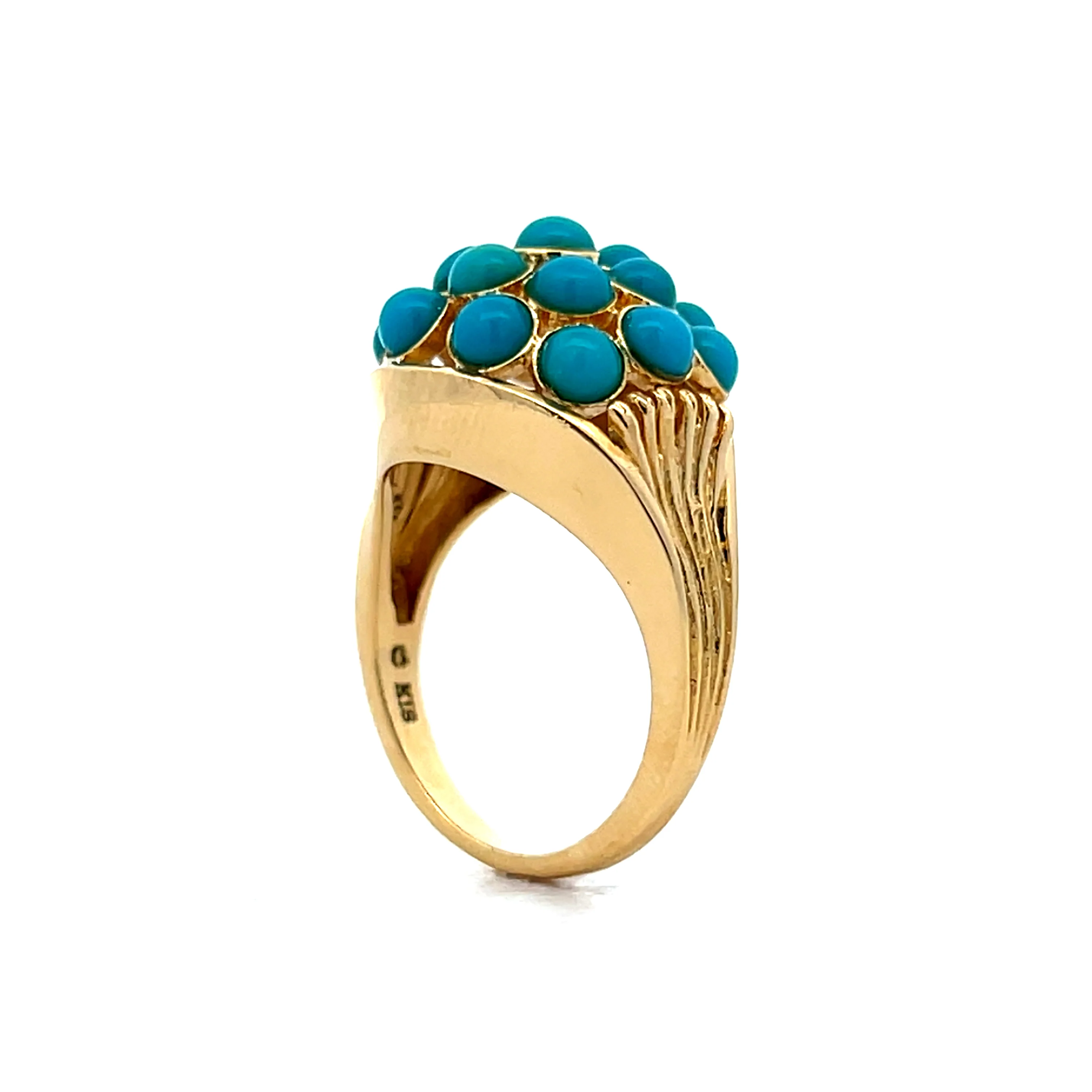 Dome Style Cabochon Turquoise Cocktail Ring in 18k - Image 5
