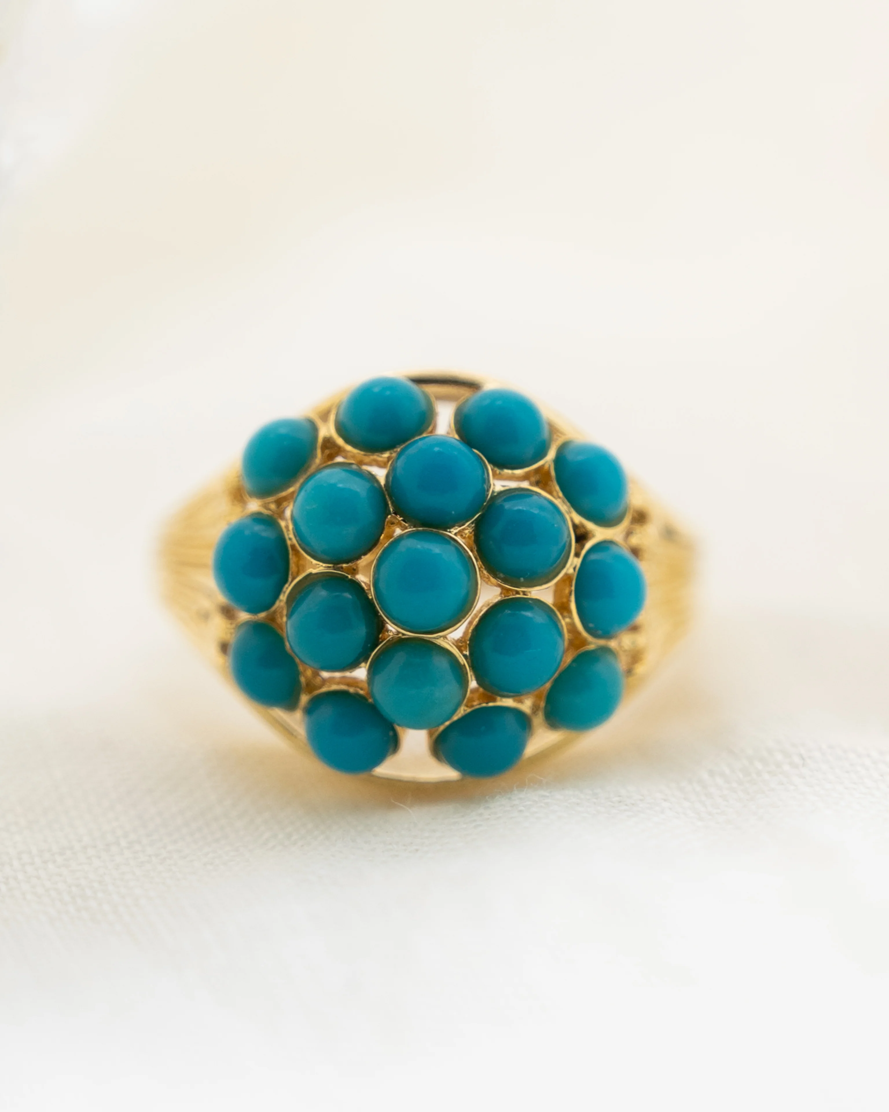 Dome Style Cabochon Turquoise Cocktail Ring in 18k - Image 6