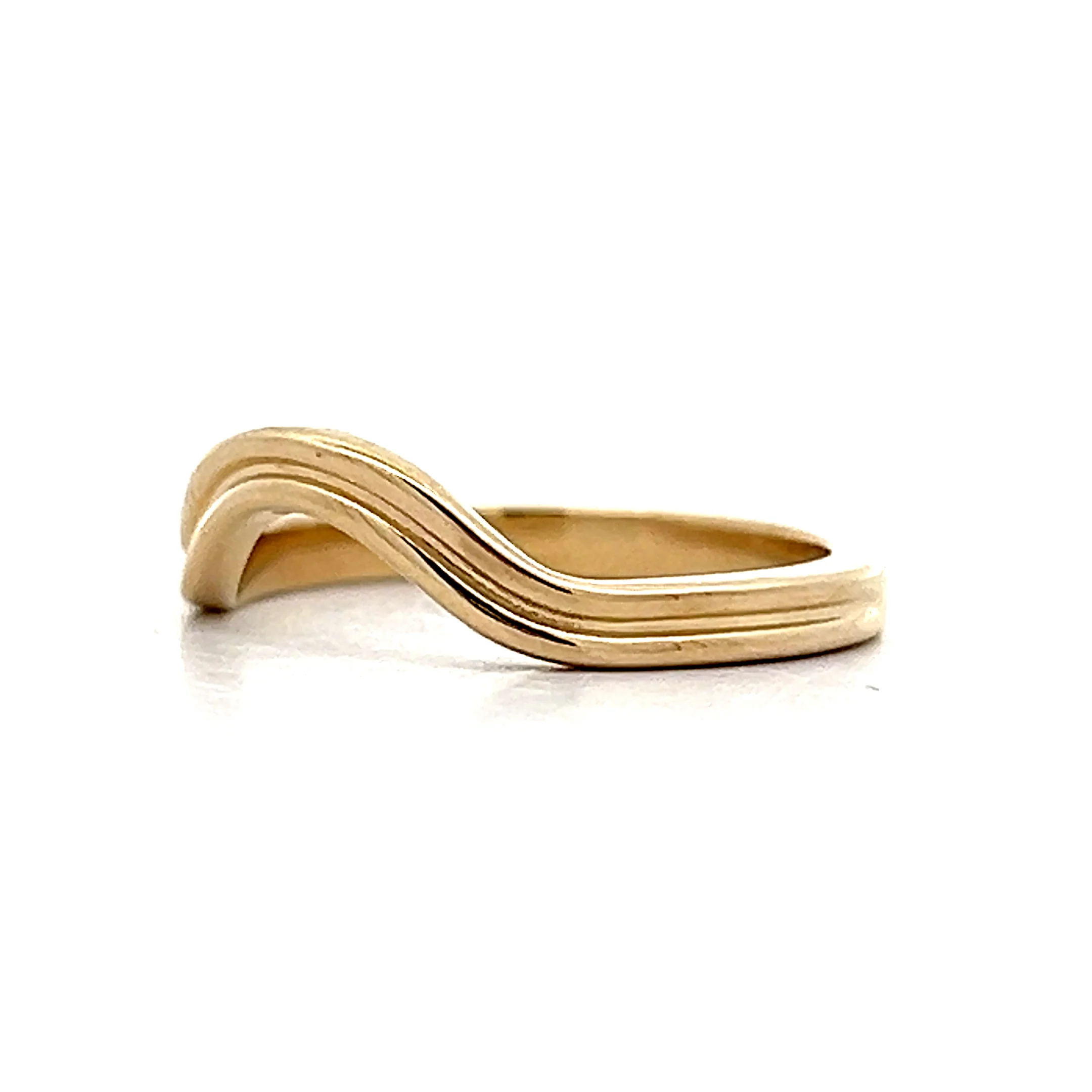 Double Ridged Contoured Wedding Band in 14k - Image 2
