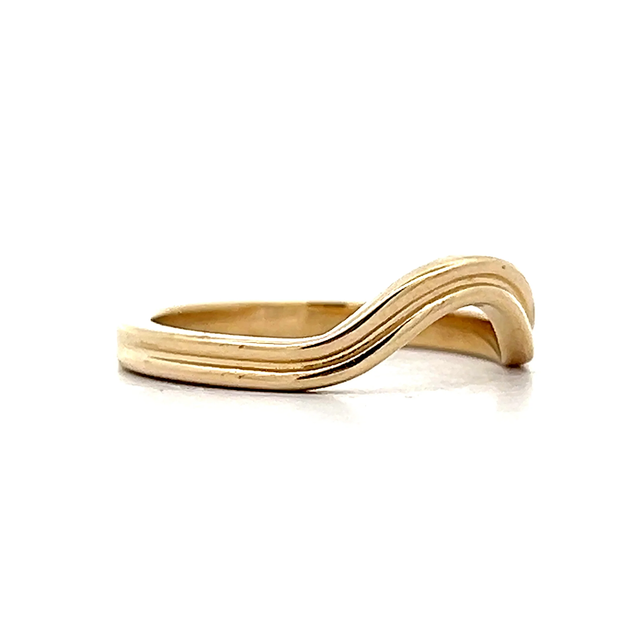 Double Ridged Contoured Wedding Band in 14k - Image 3