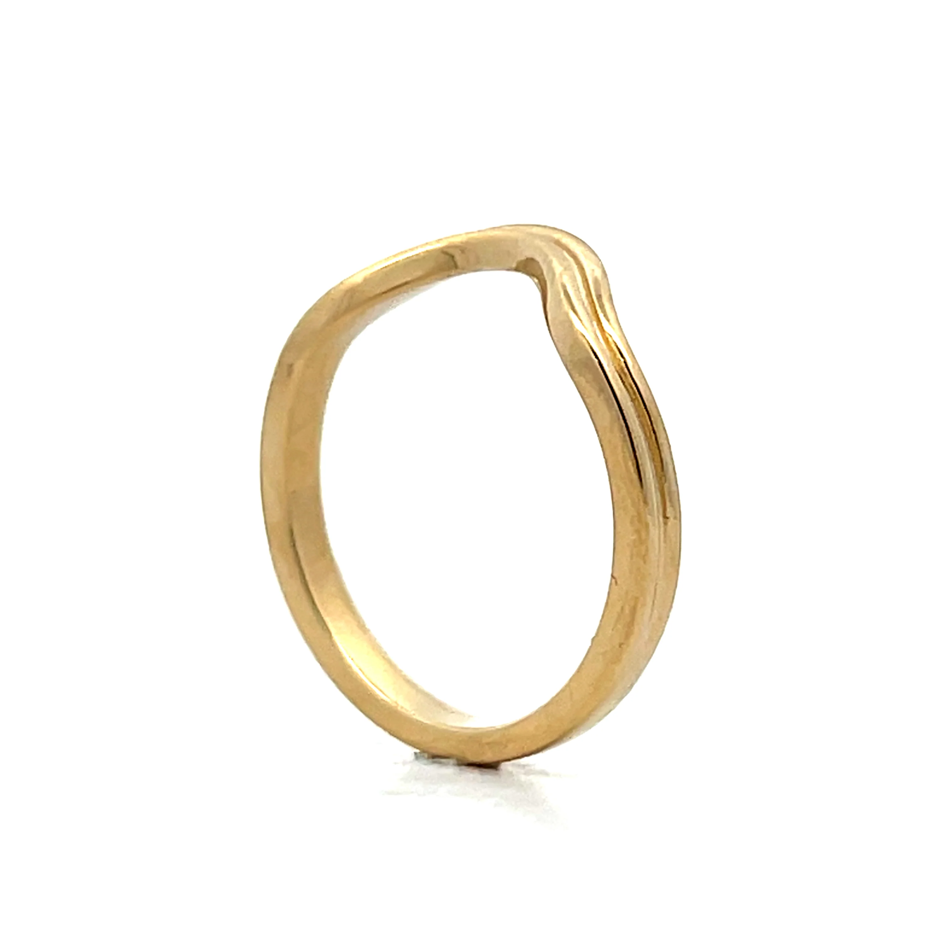 Double Ridged Contoured Wedding Band in 14k - Image 5