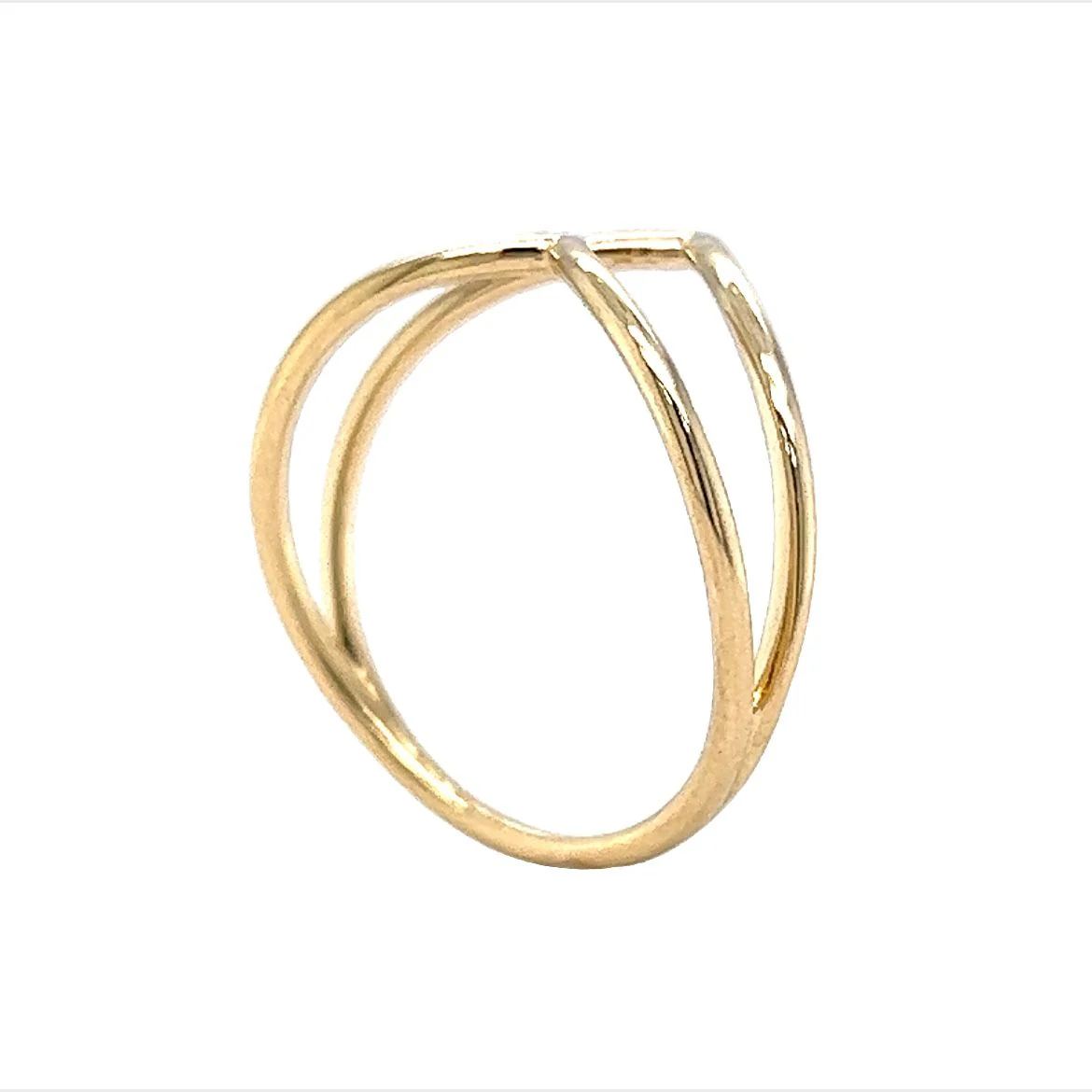 Double V Shaped Contour Wedding Band in 14k Yellow Gold - Image 5