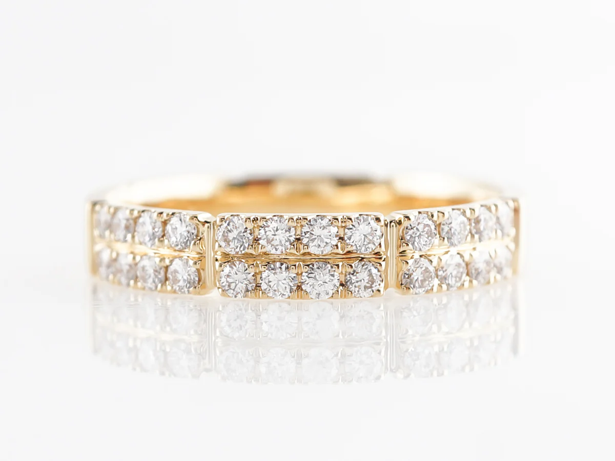 Doubled Diamond Wedding Band in 18k Yellow Gold