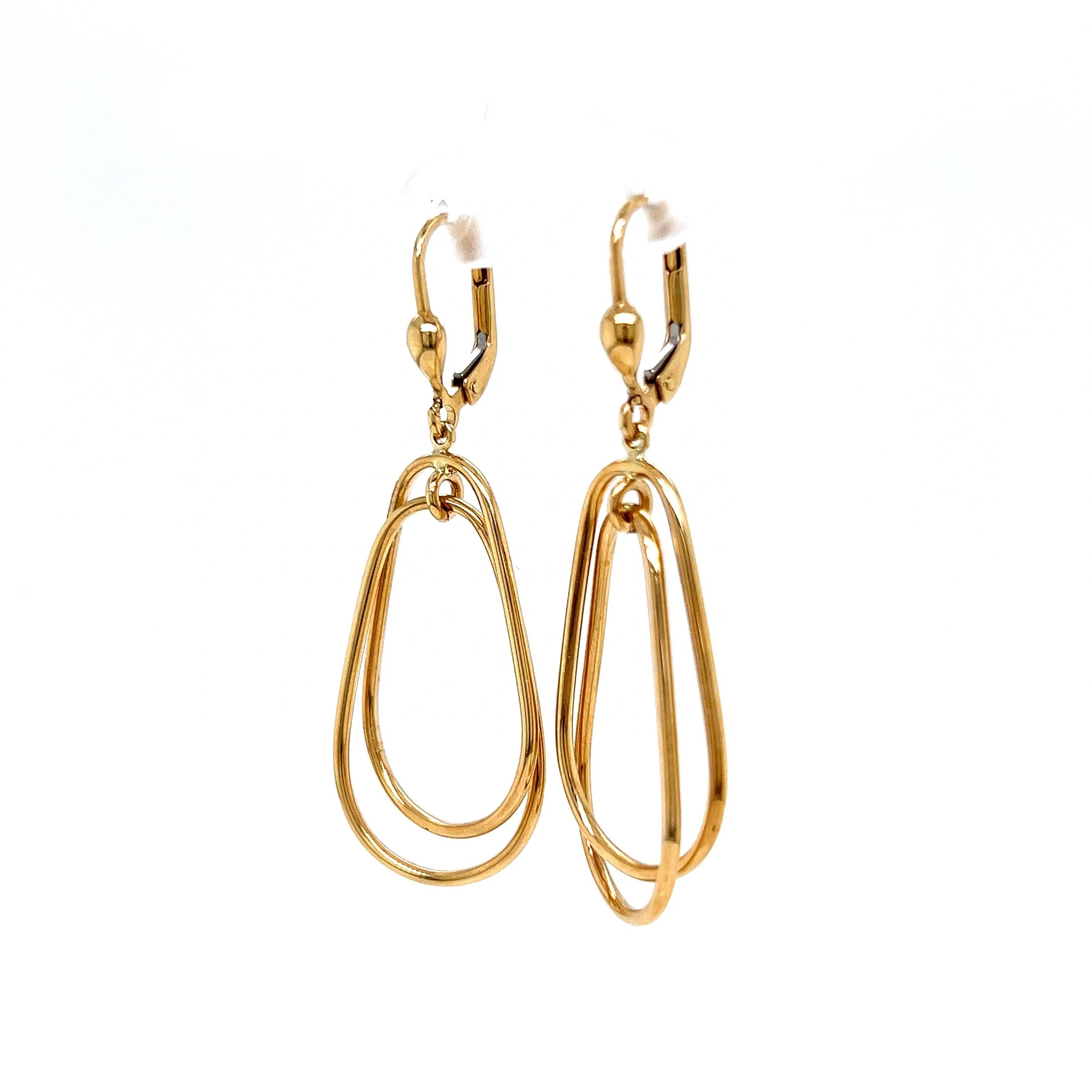 Doubled Up Geometric Drop Earrings in 14k Yellow Gold - Image 2