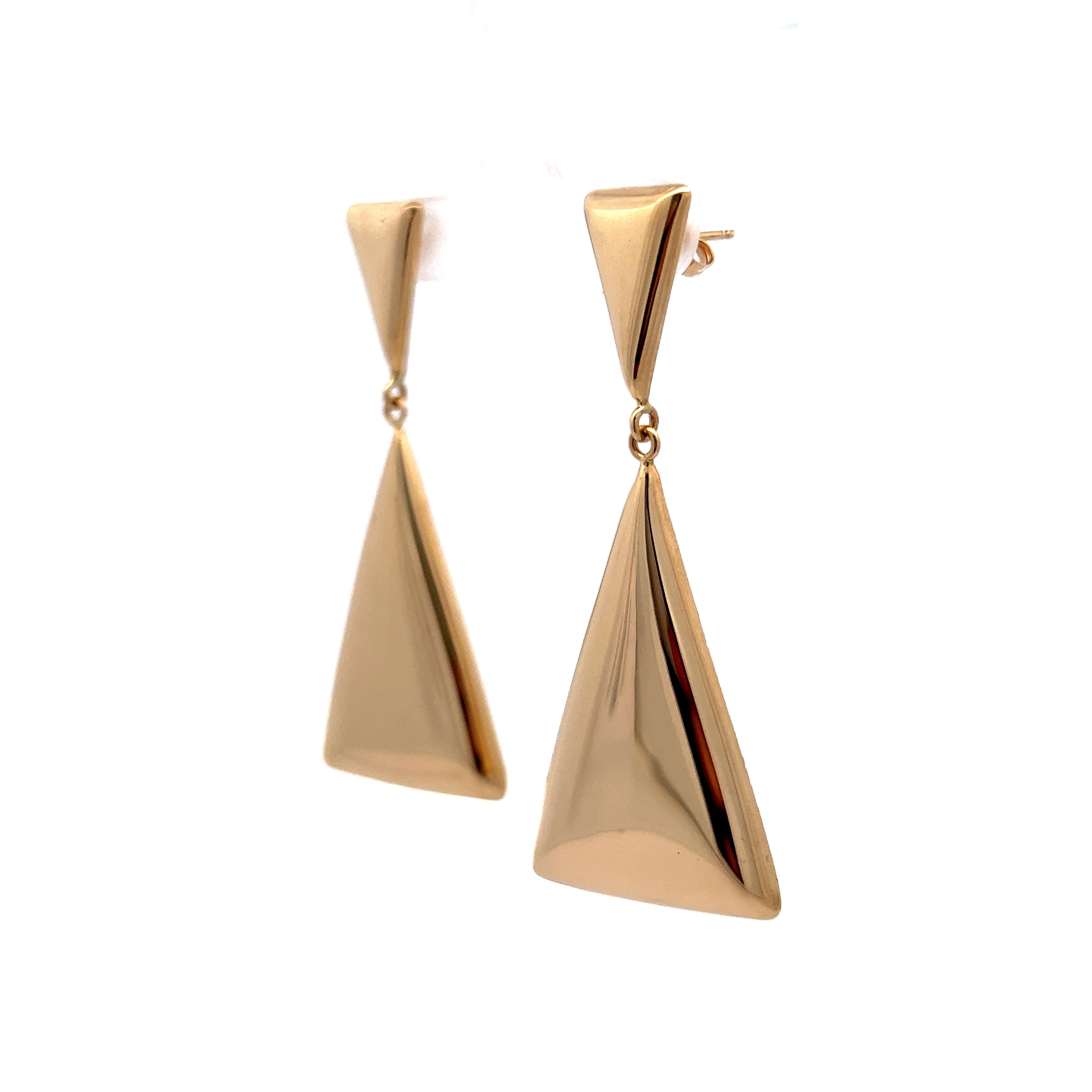 Triangular Drop Earrings in 14k Yellow Gold - Image 2