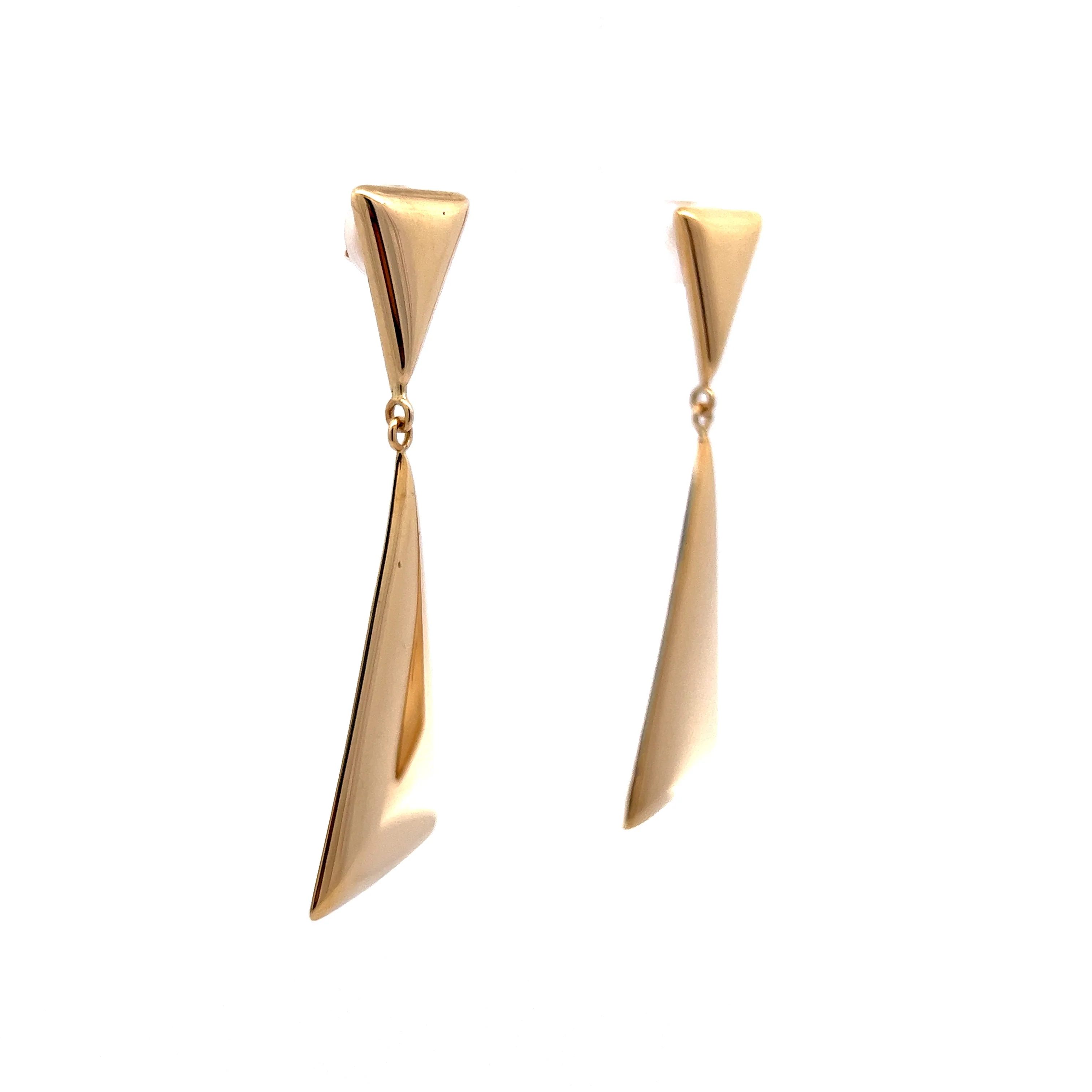 Triangular Drop Earrings in 14k Yellow Gold - Image 3