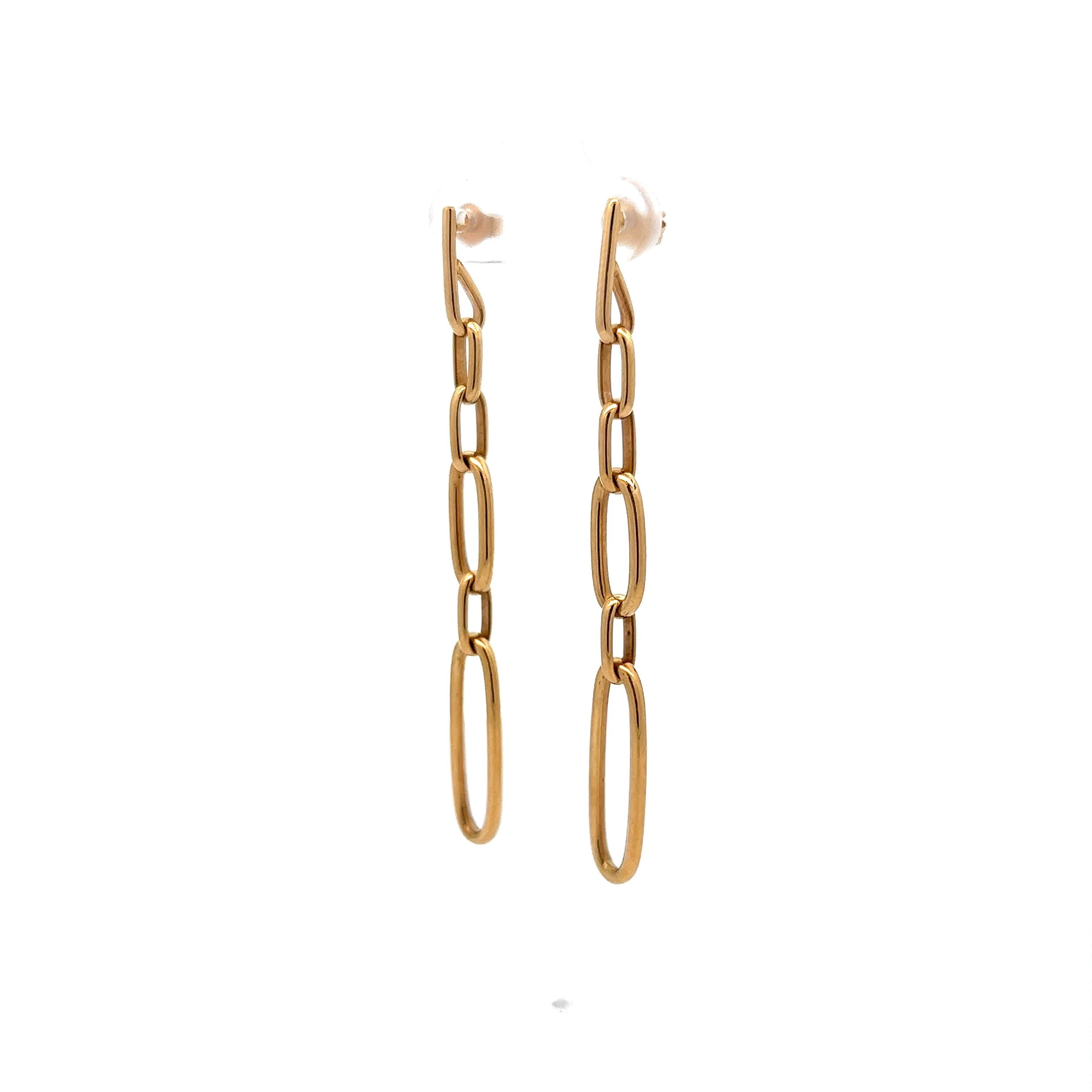 Paperclip Drop Earrings in 14k Yellow Gold - Image 2