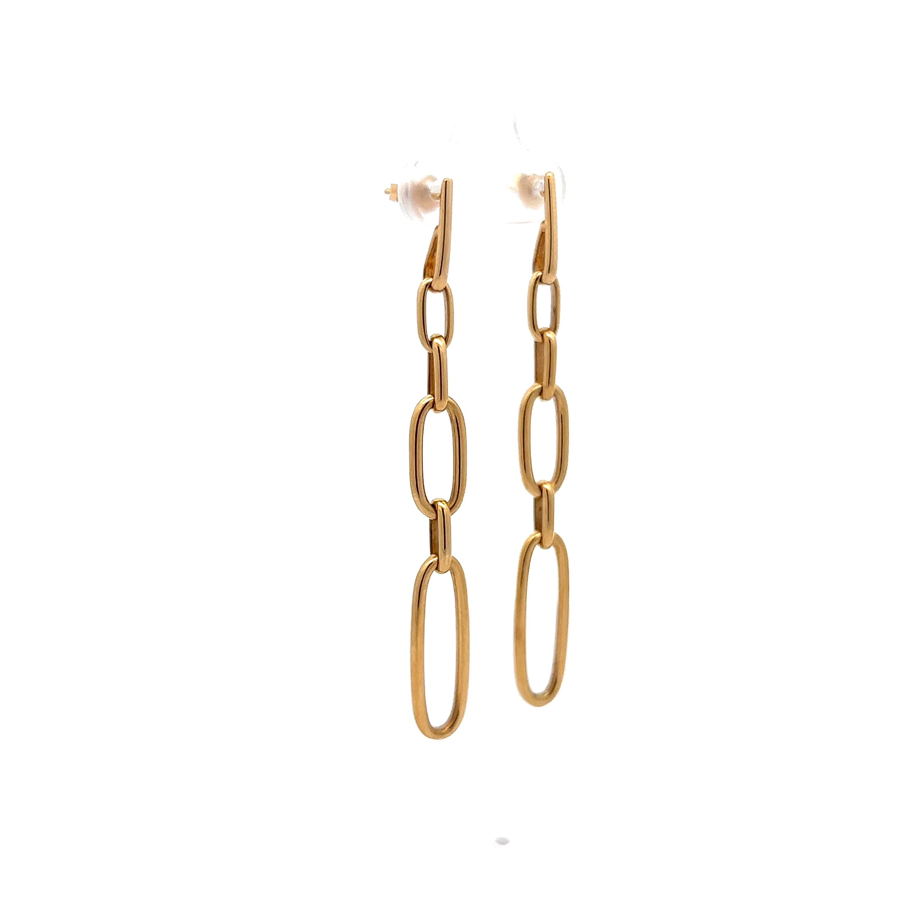 Paperclip Drop Earrings in 14k Yellow Gold - Image 3