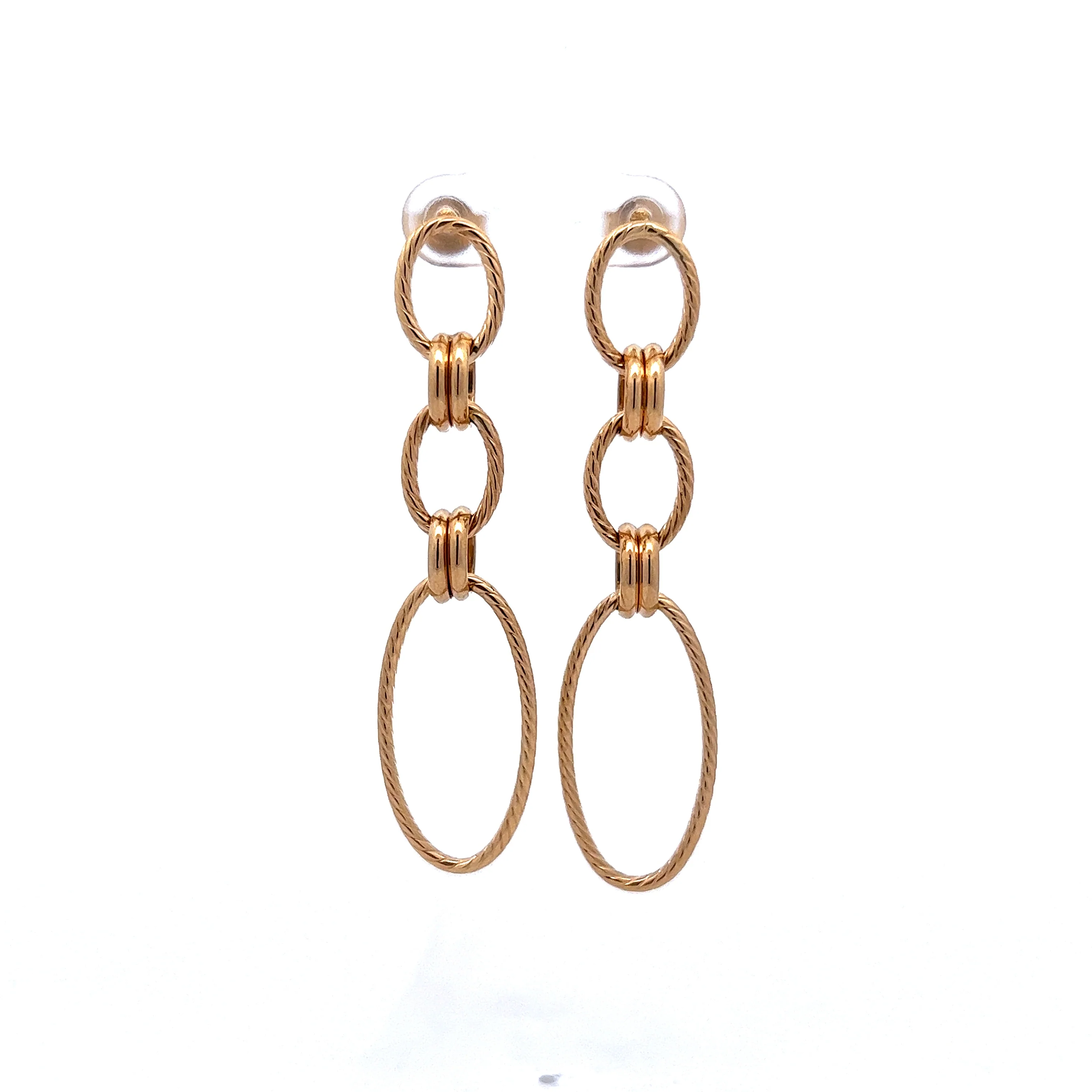 Elongated Oval Link Drop Earrings in 14k Yellow Gold