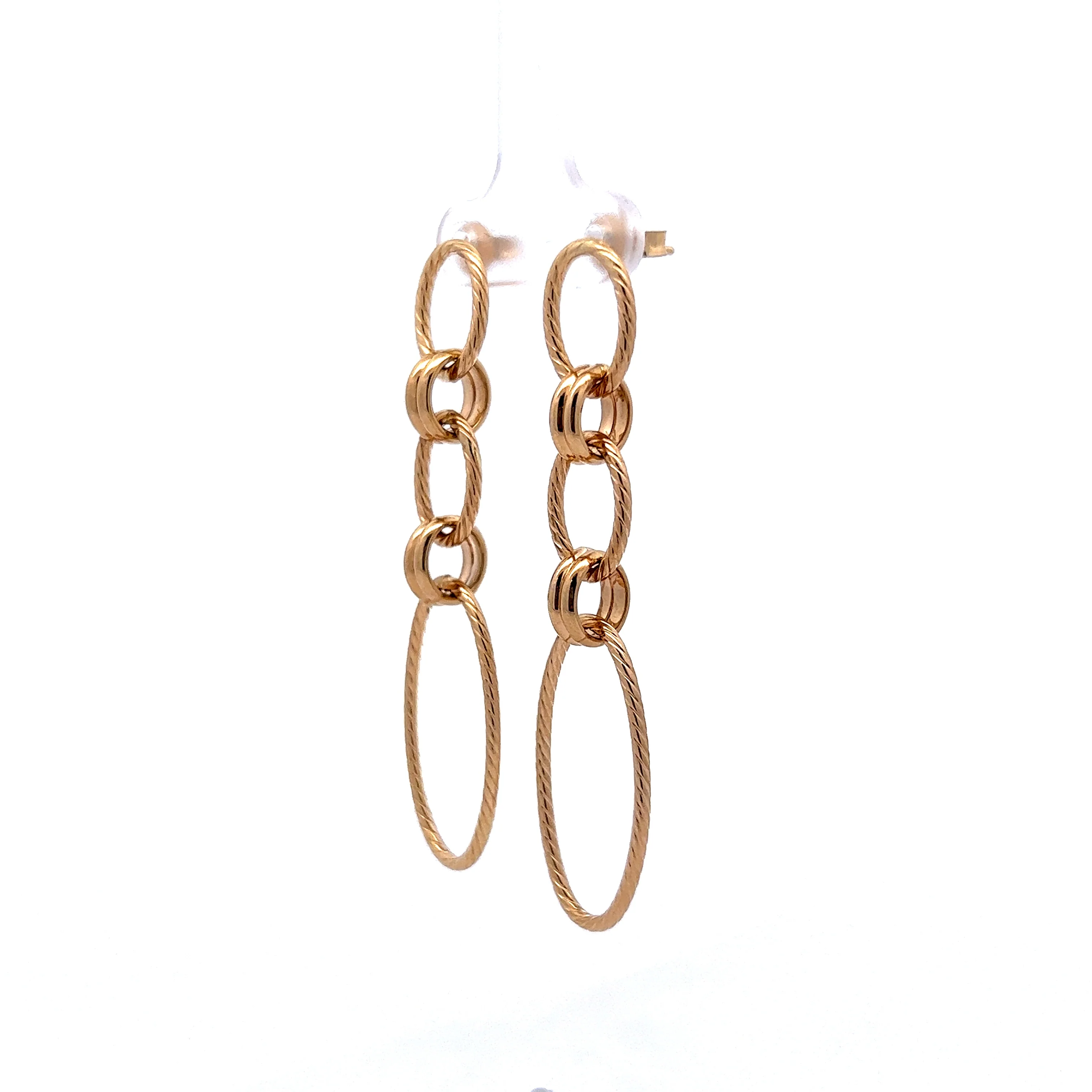 Elongated Oval Link Drop Earrings in 14k Yellow Gold - Image 2