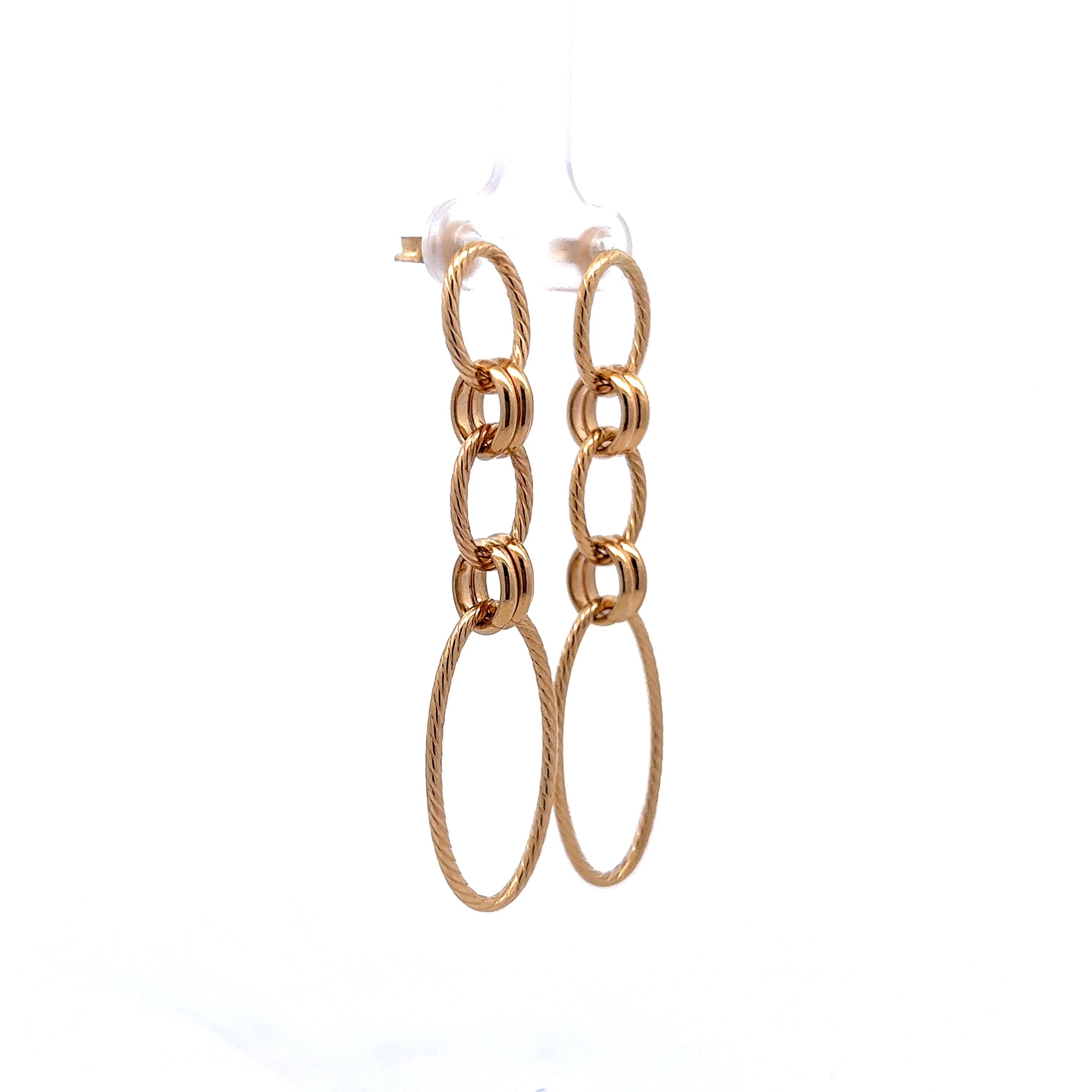 Elongated Oval Link Drop Earrings in 14k Yellow Gold - Image 3