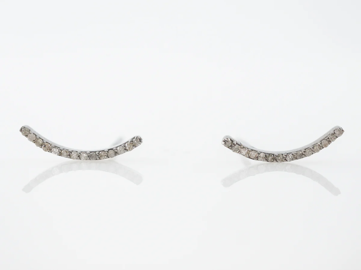 Ear Climber Earrings w/ Cognac Diamonds in Sterling Silver - Image 4