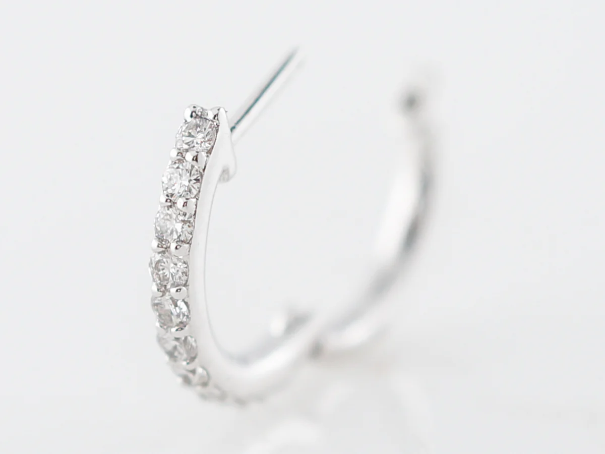 Earring Hoops Modern .42 Round Brilliant Cut Diamonds in 14k White Gold - Image 2