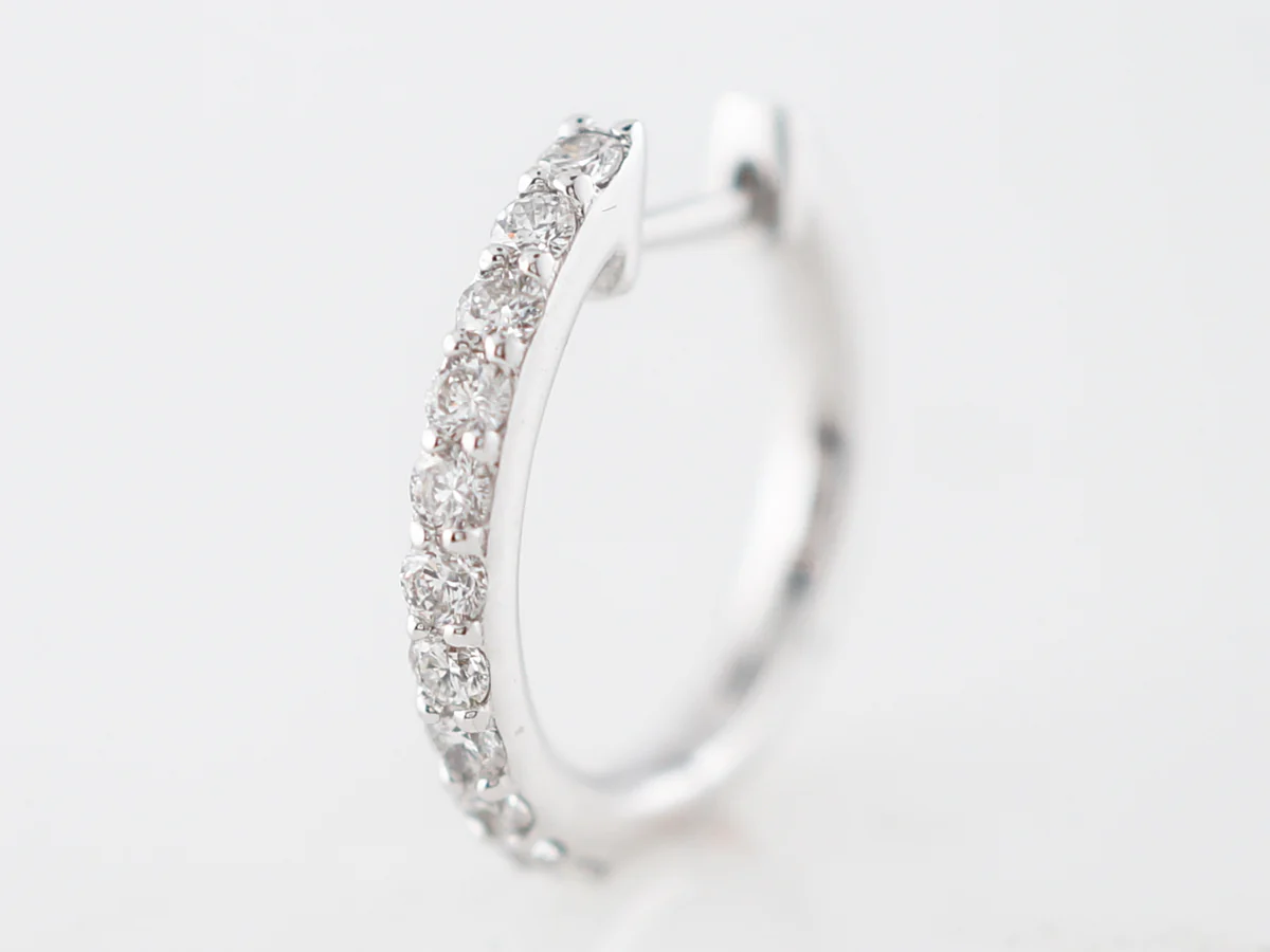Earring Hoops Modern .42 Round Brilliant Cut Diamonds in 14k White Gold - Image 3
