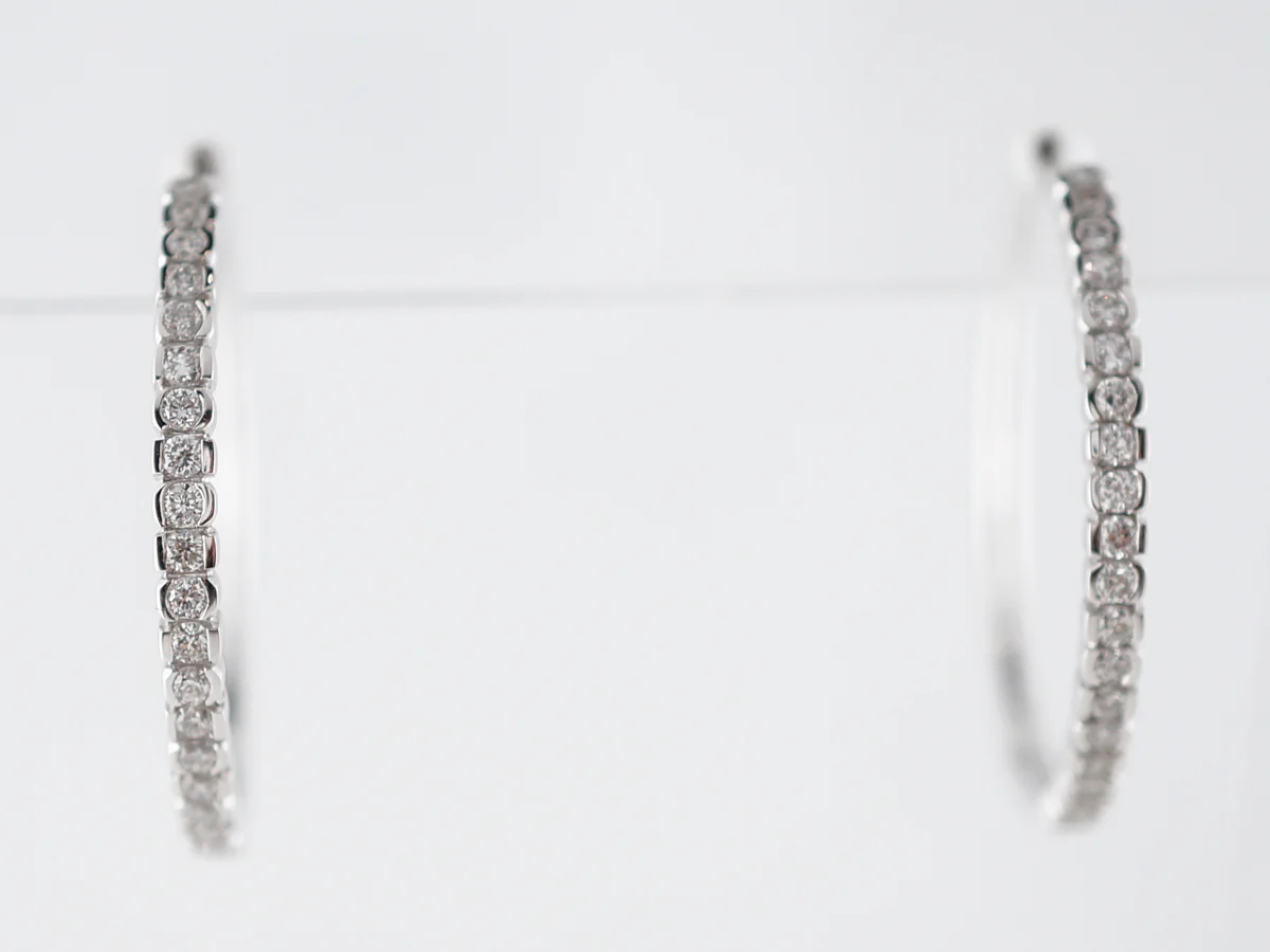 Earring Hoops Modern .48 Round Brilliant Cut Diamonds in 14k White Gold