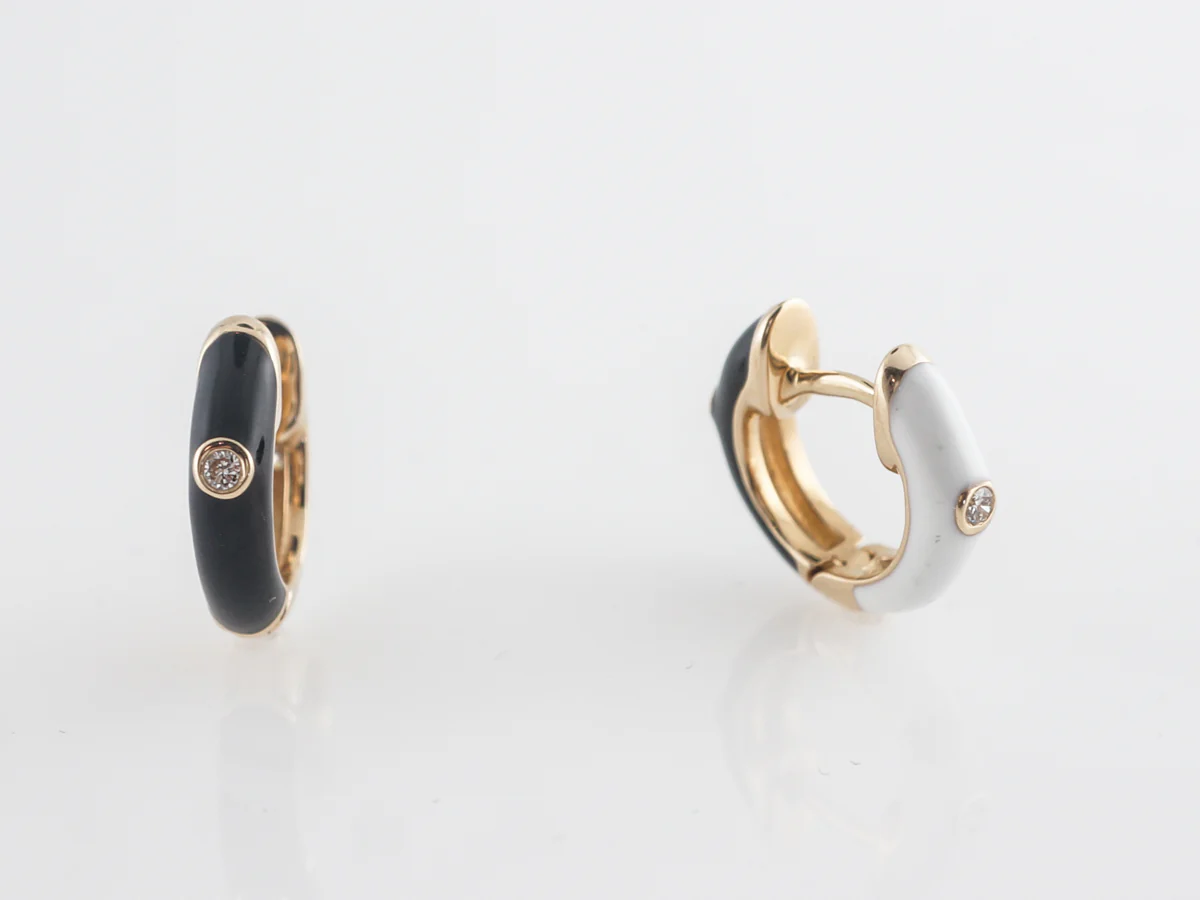 Earring Huggies w/ Diamond in 14K Yellow Gold - Image 4