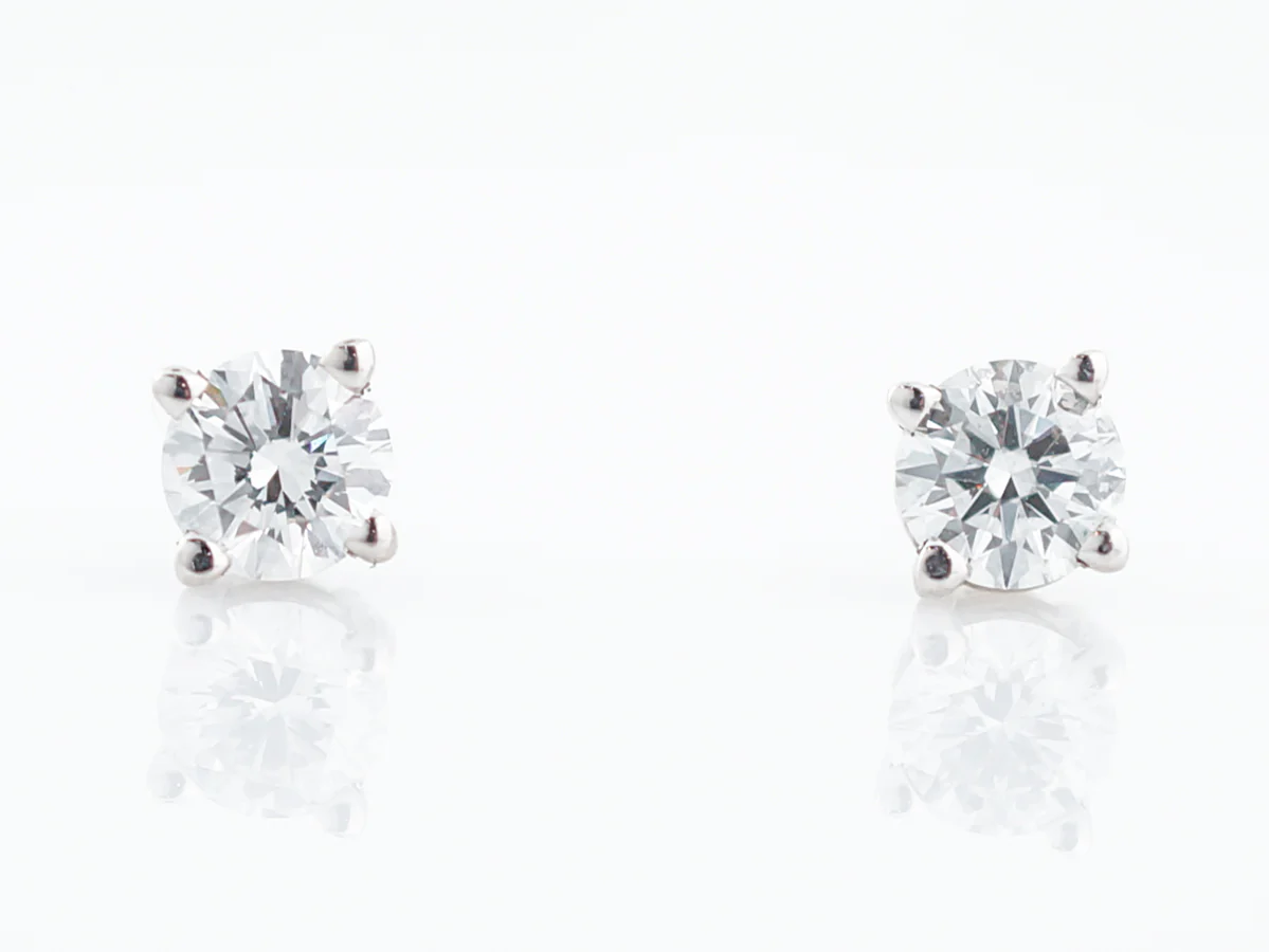 Earring Modern .92 Round Brilliant Cut Diamonds in 14k White Gold