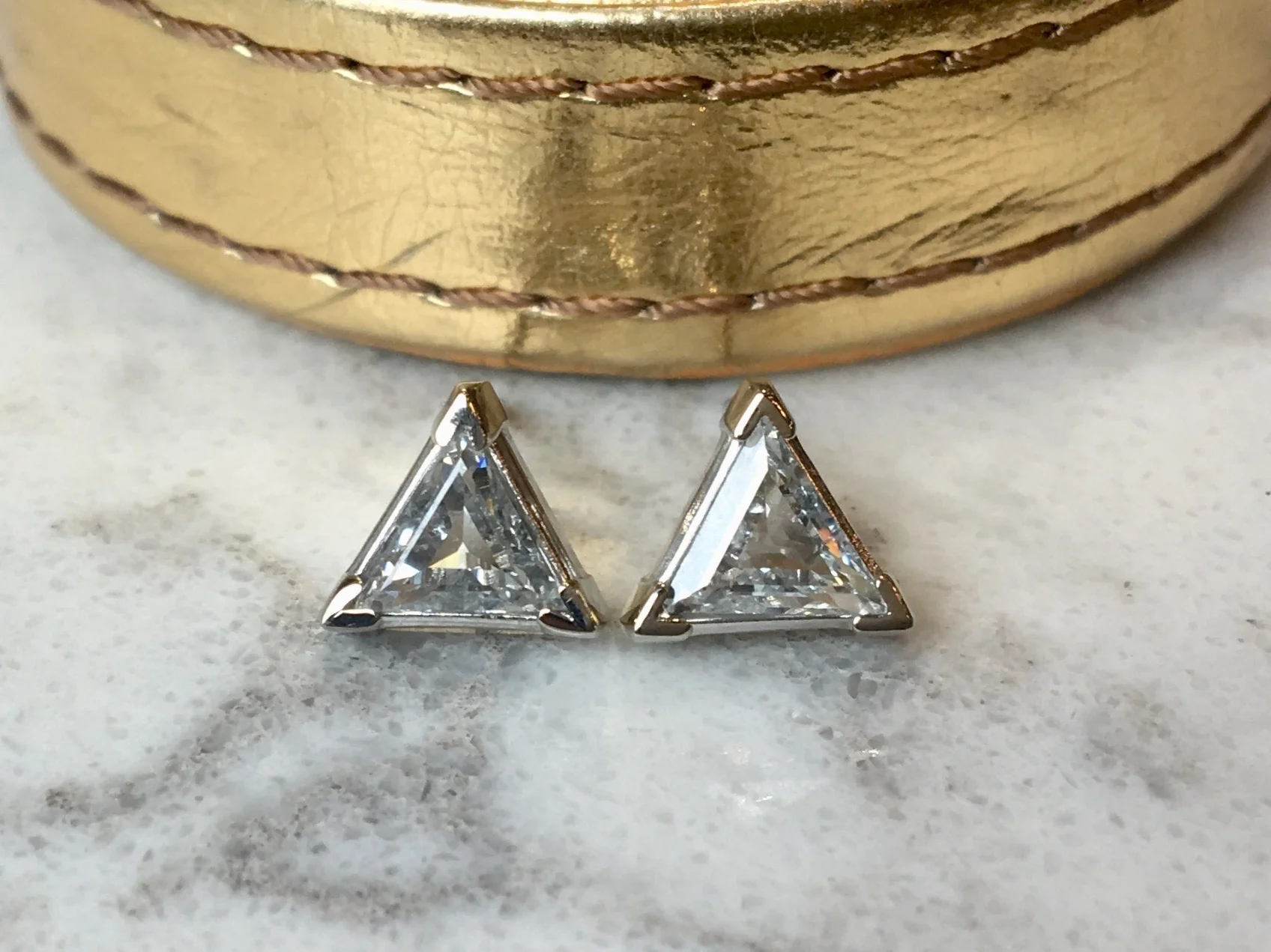 Earring Studs Modern 1.06 Trilliant Cut Diamonds in 14k White Gold