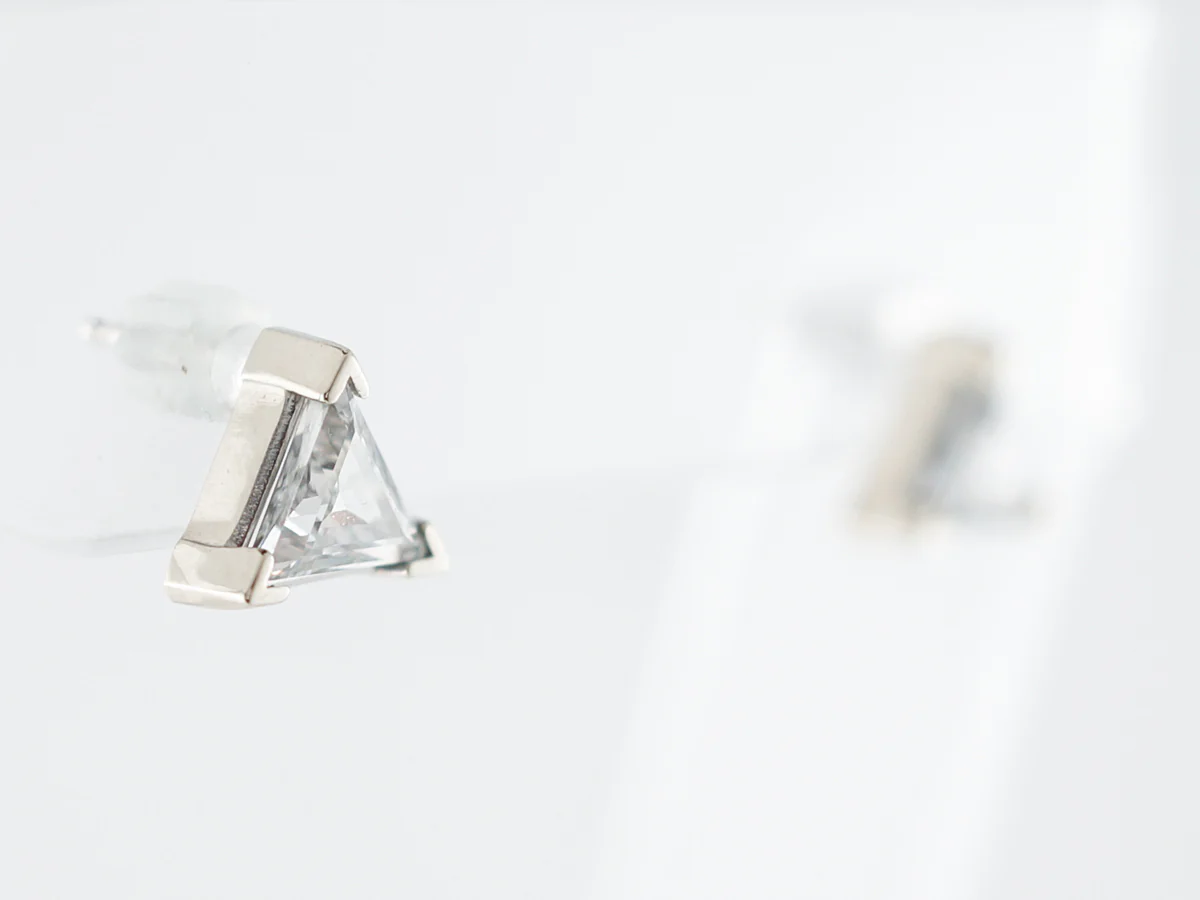 Earring Studs Modern 1.06 Trilliant Cut Diamonds in 14k White Gold - Image 3