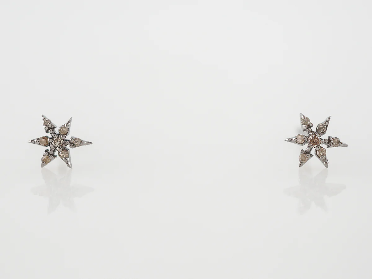 Earrings Modern .04 Round Brilliant Cut Diamonds in Sterling Silver