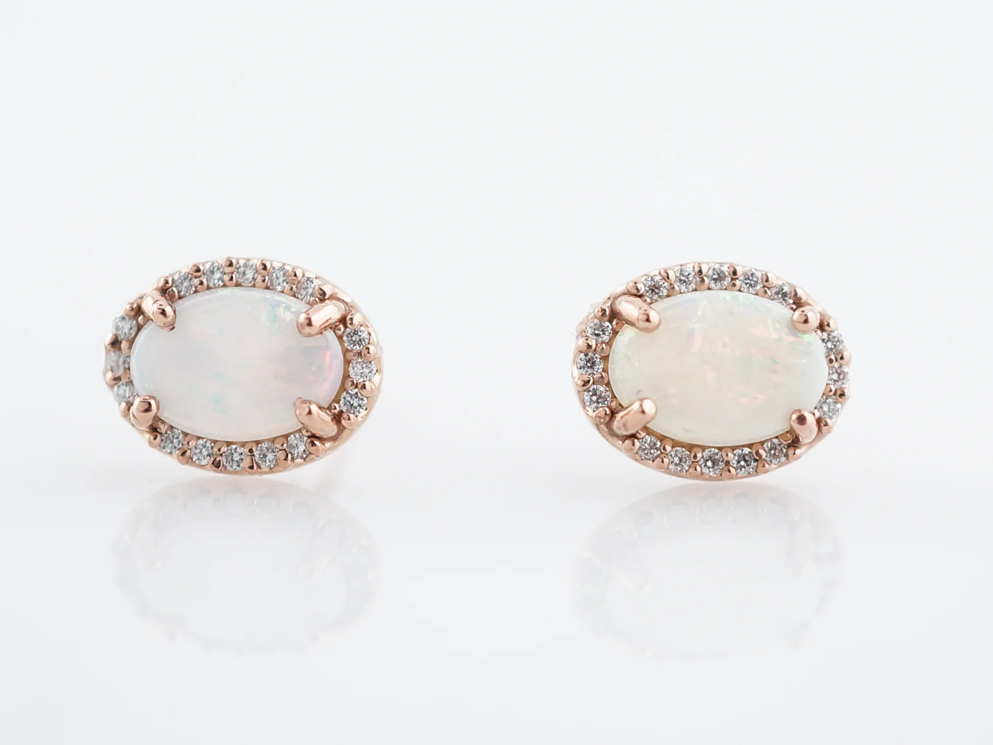 Earrings Modern 1.08 Cabochon Cut Opals in 14k Rose Gold - Image 2
