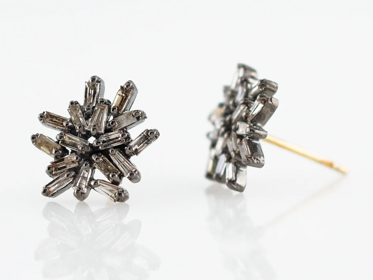 Earrings Modern 1.12 Baguette Cut Diamonds in Sterling Silver - Image 4