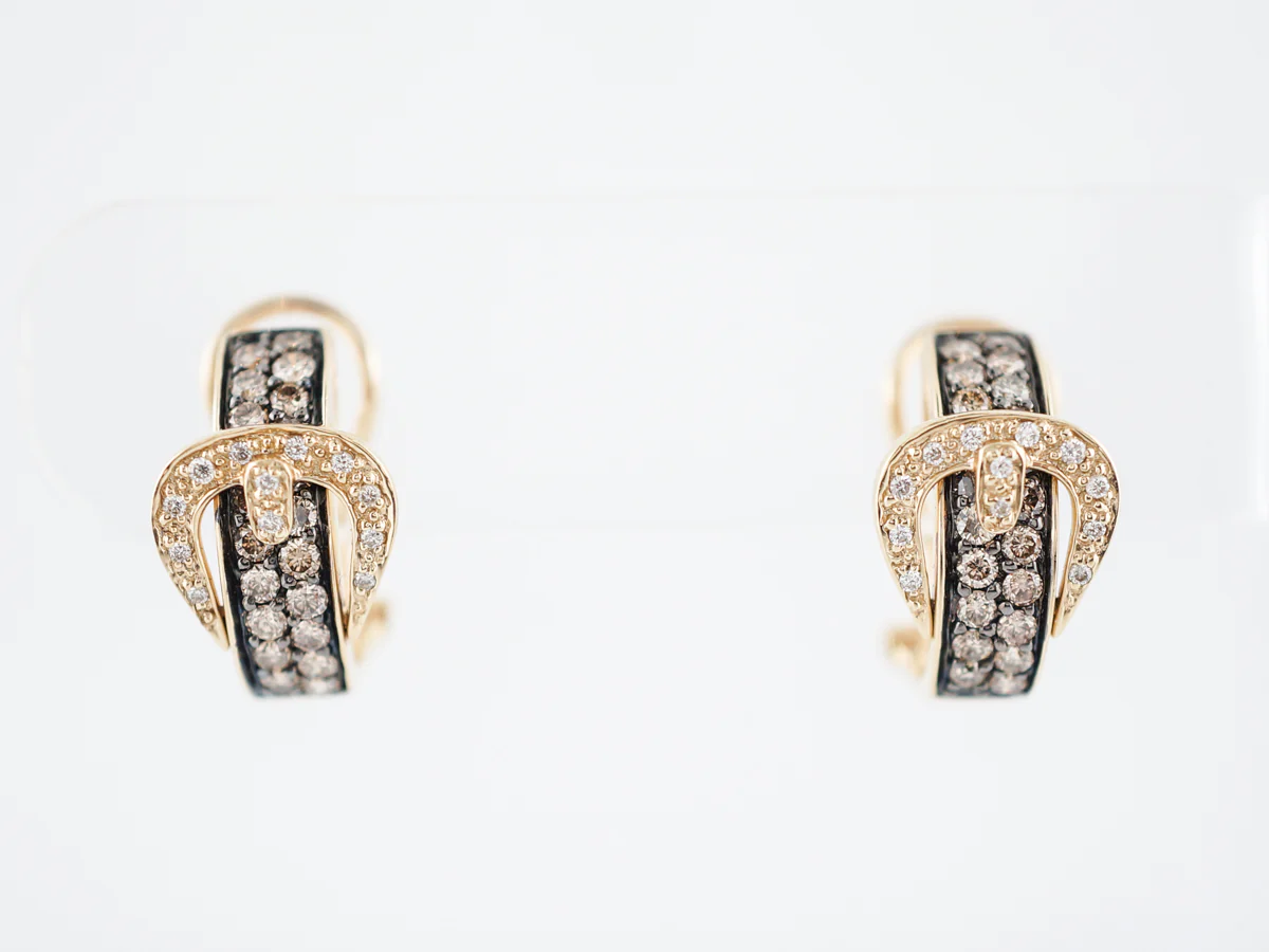 Earrings Modern 1.12 Round Brilliant Cut Diamonds in 14k Yellow Gold - Image 2