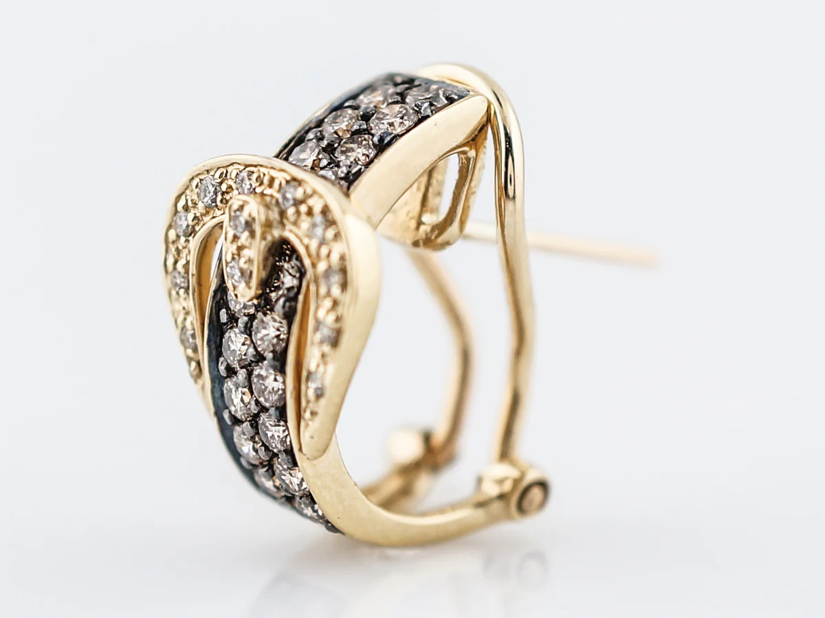Earrings Modern 1.12 Round Brilliant Cut Diamonds in 14k Yellow Gold - Image 3