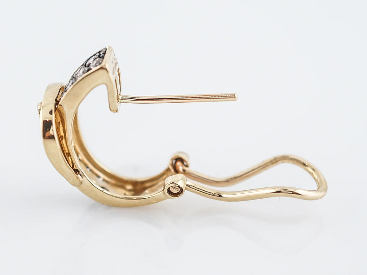 Earrings Modern 1.12 Round Brilliant Cut Diamonds in 14k Yellow Gold - Image 4