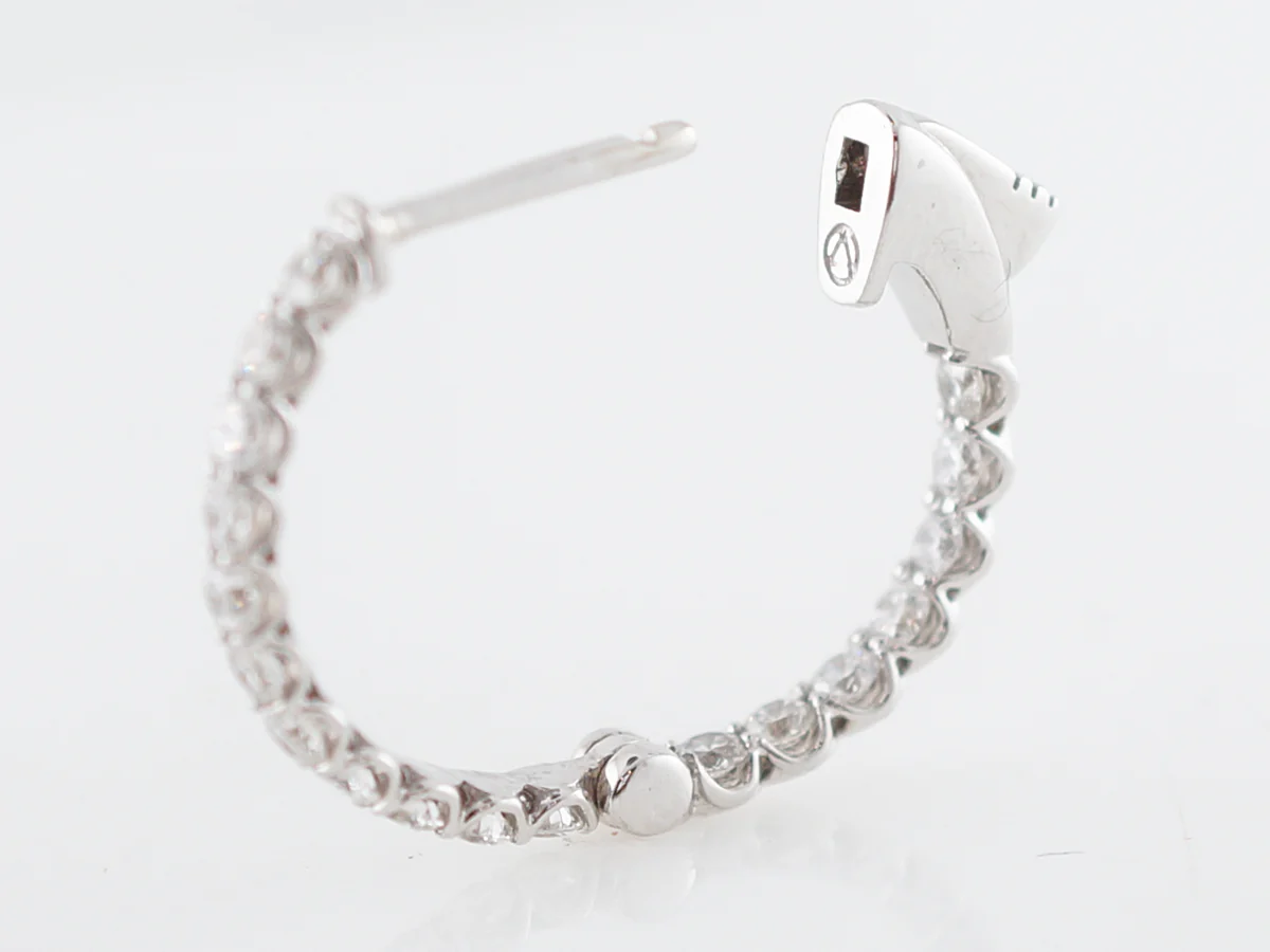 Earrings Modern 1.20 Round Brilliant Cut Diamonds in 14K White Gold - Image 4