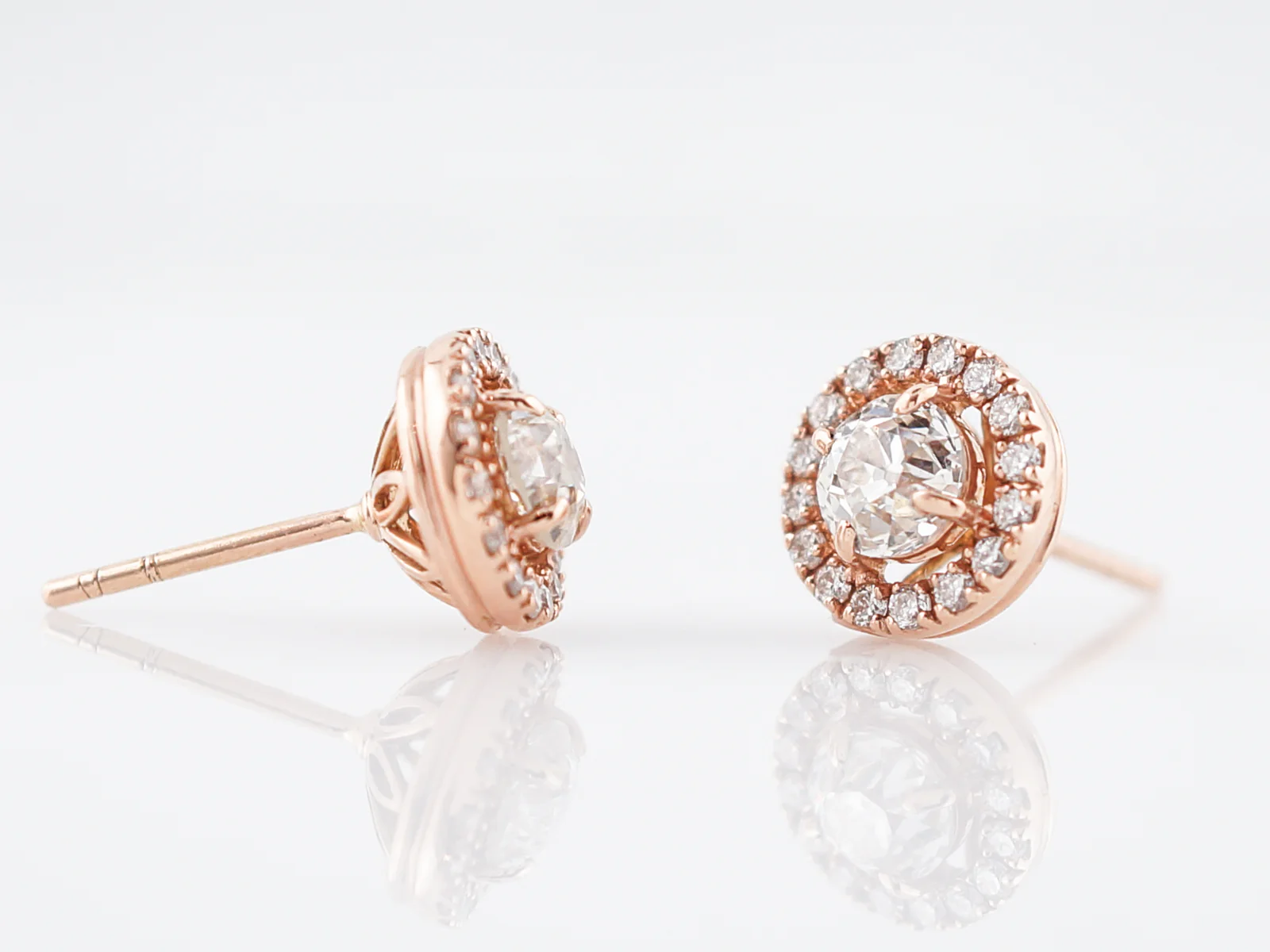 Earrings Modern 1.66 Old European Cut Diamonds in 14k Rose Gold - Image 2