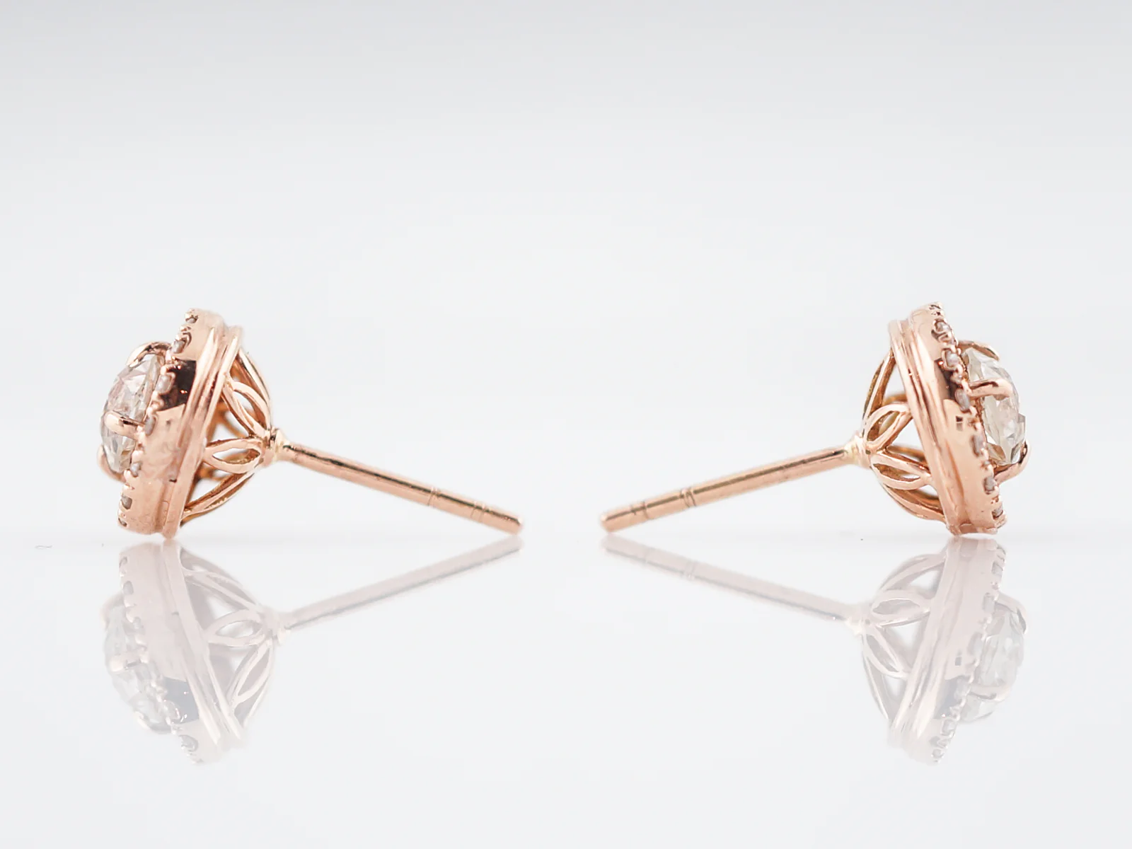 Earrings Modern 1.66 Old European Cut Diamonds in 14k Rose Gold - Image 3