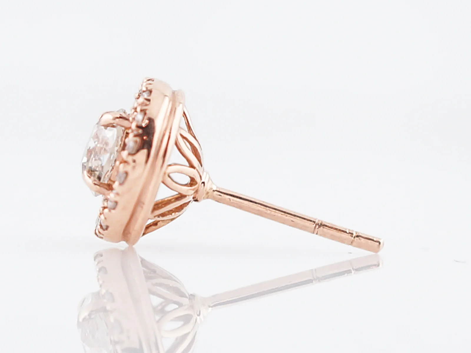 Earrings Modern 1.66 Old European Cut Diamonds in 14k Rose Gold - Image 5