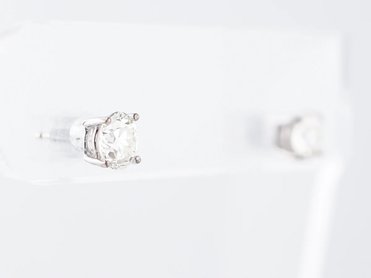 Earrings Modern 1.41 Old European Cut Diamond in 14k White Gold - Image 2