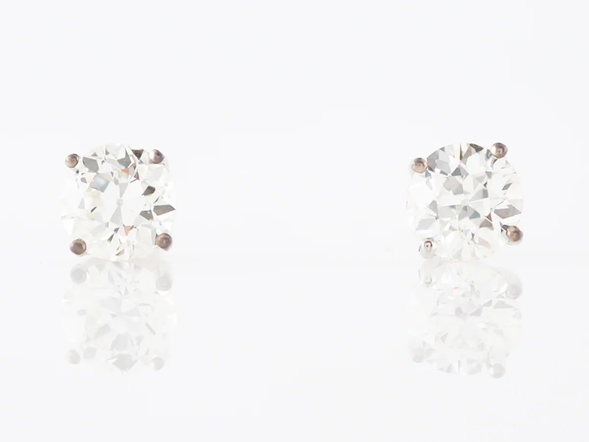 Earrings Modern 1.41 Old European Cut Diamond in 14k White Gold - Image 3